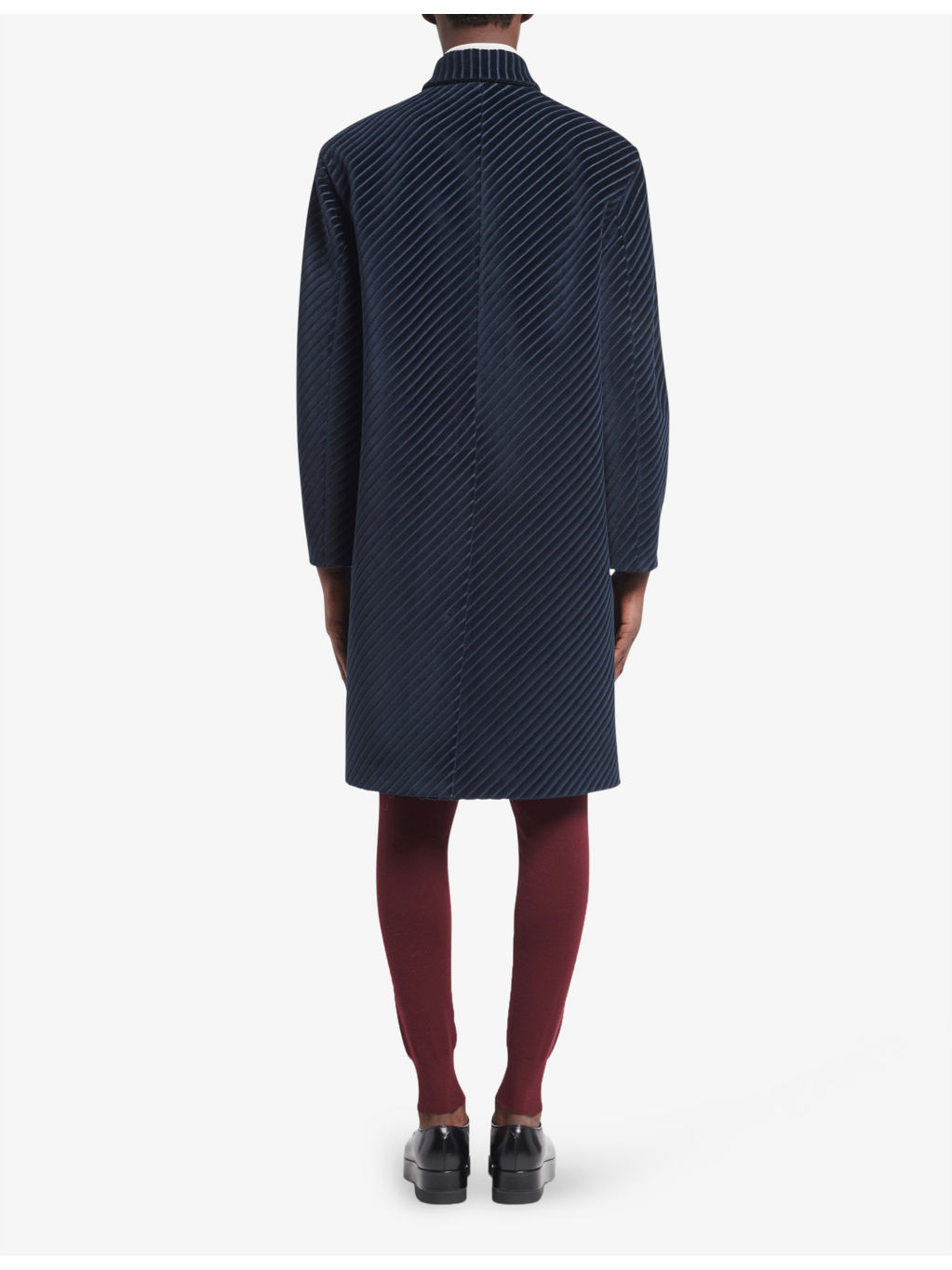 Pinstriped collared corduroy coat - 3