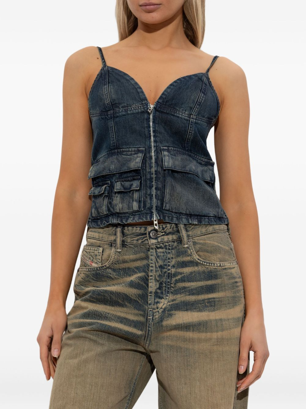 De-Mellis-S zip-front flap-pocket top - 3