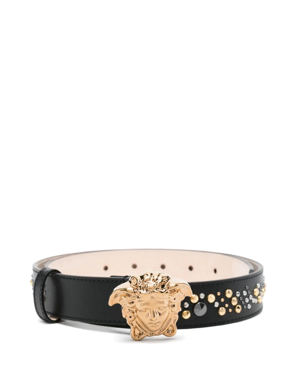 studded medusa leather belt - 1