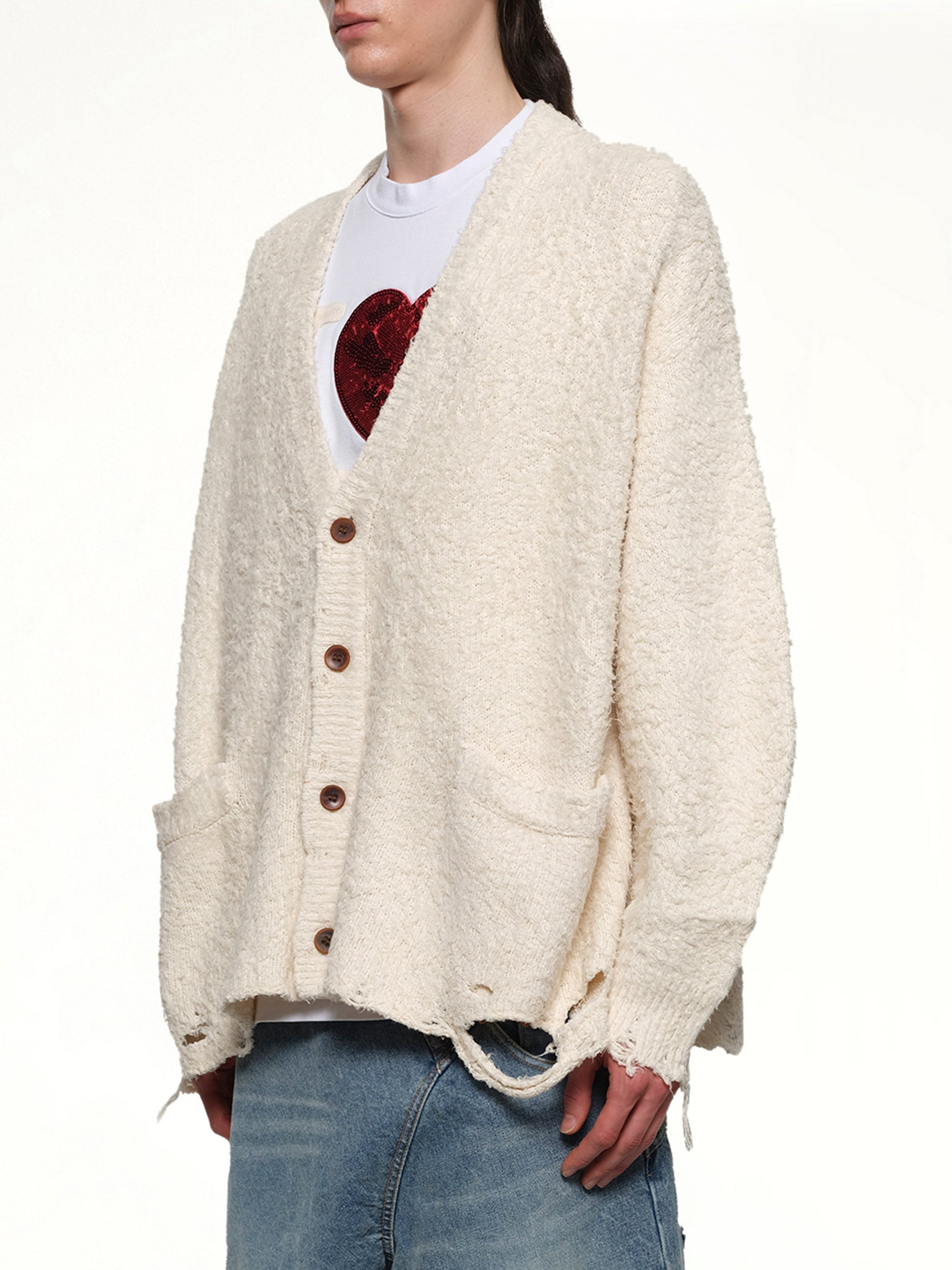 Backbone Knit Cardigan in Ivory - 3