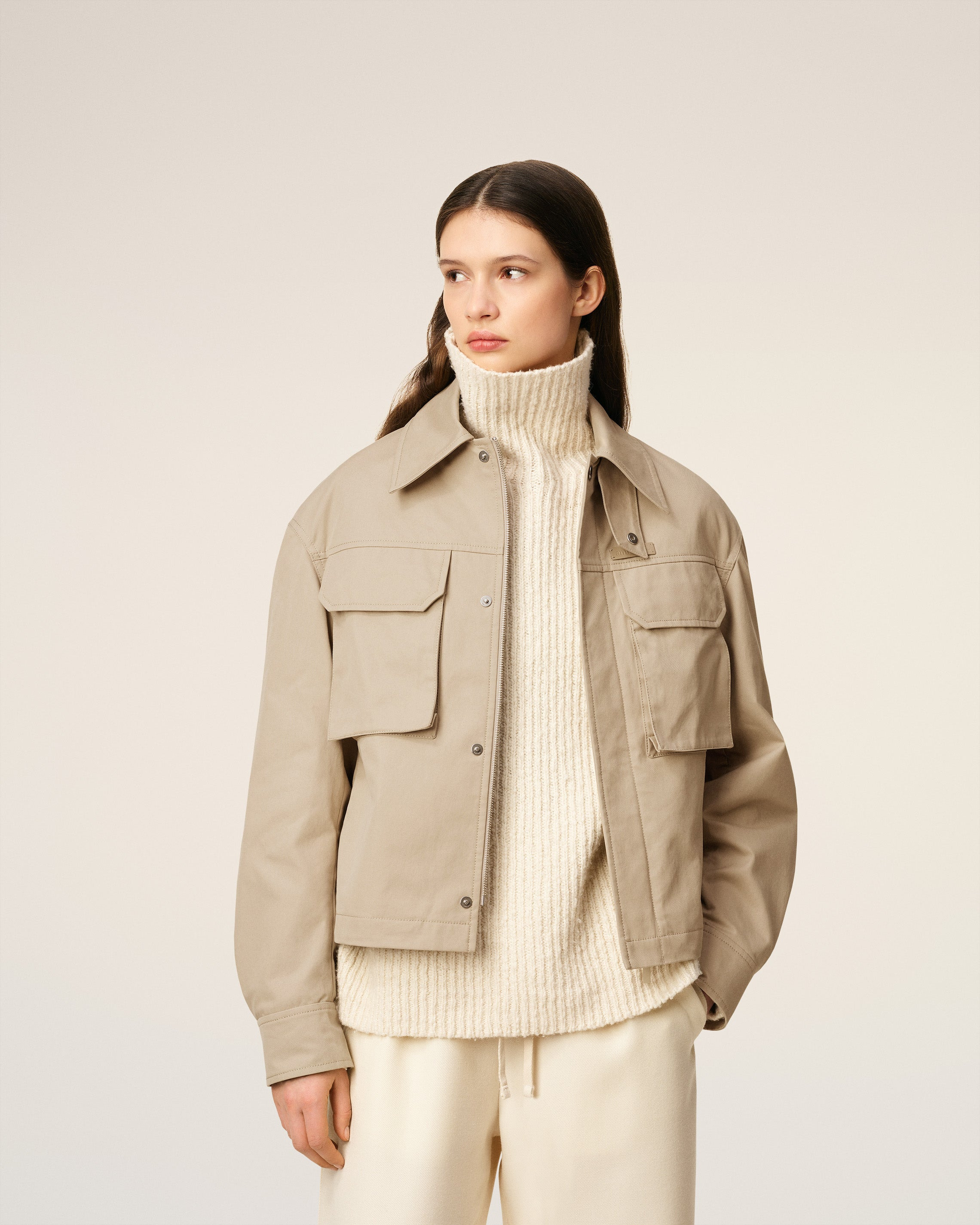 BEIGE COTTON WORKER JACKET - 3