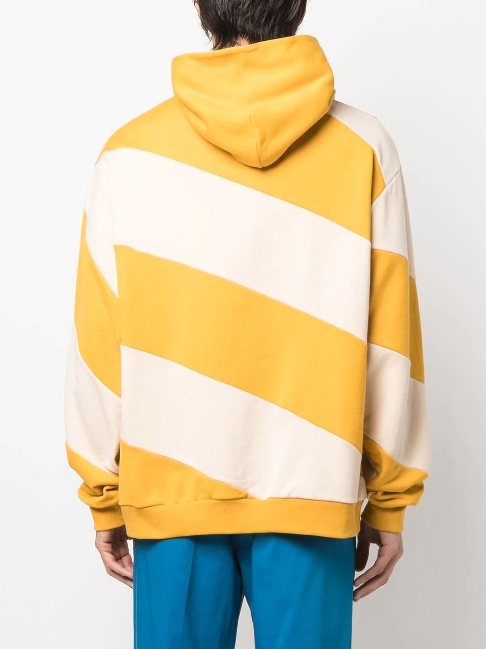 diagonal stripe cotton hoodie - 4