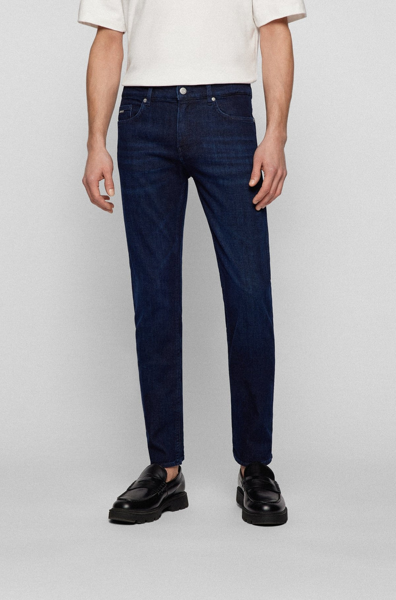 SLIM-FIT JEANS IN DARK-BLUE ITALIAN SUPER-SOFT DENIM 2