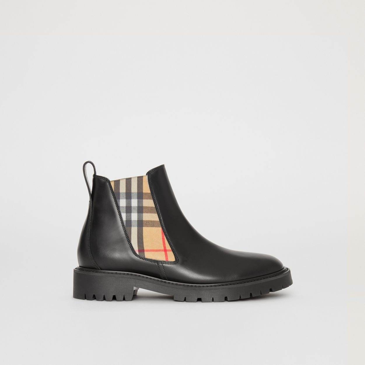 Vintage Check Detail Leather Chelsea Boots - 2