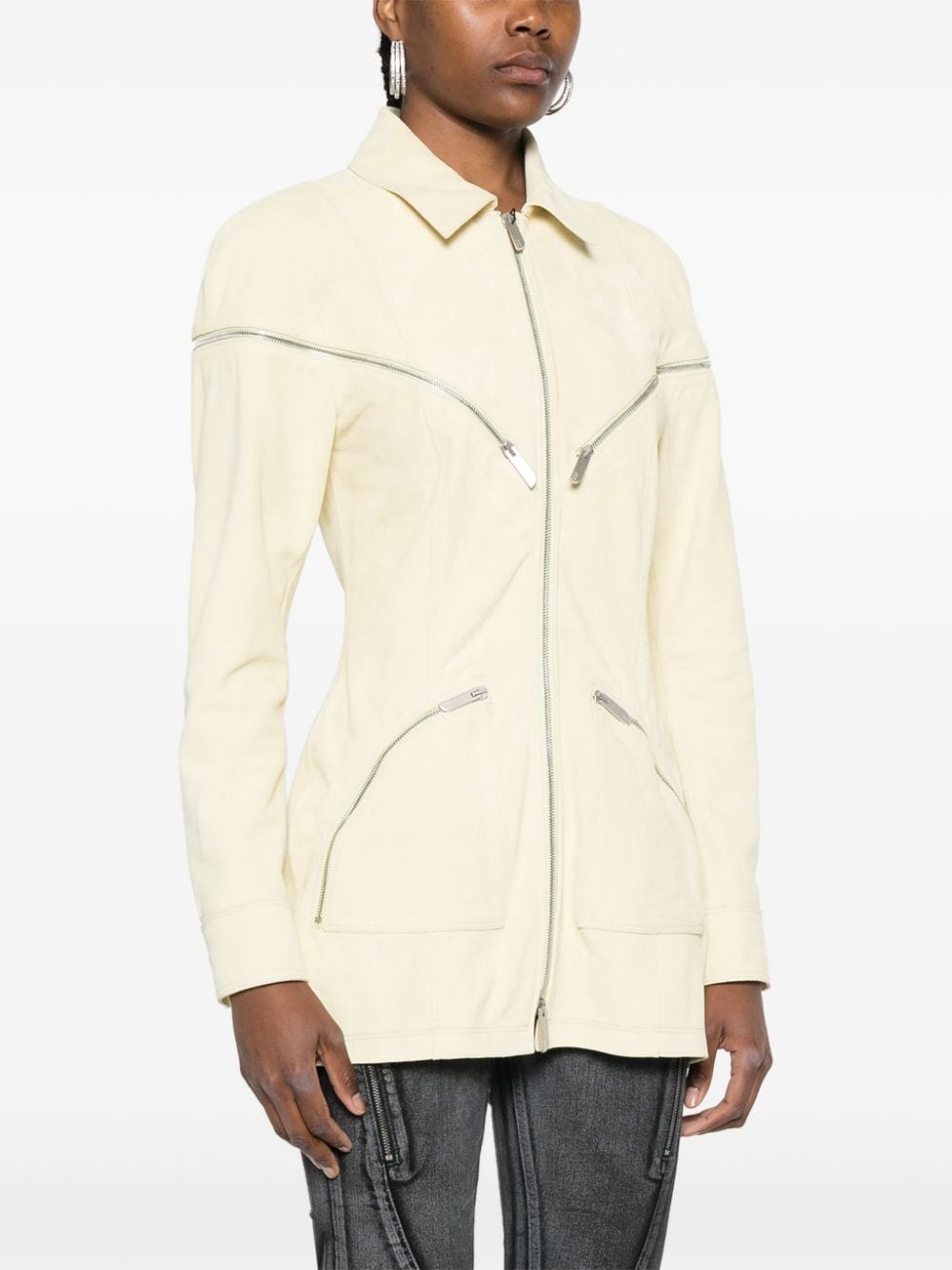 all-around-zip suede jacket - 3