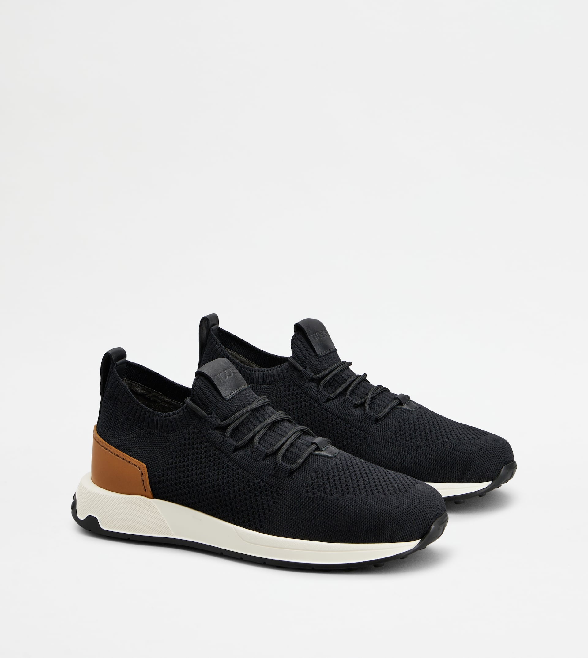 SOCK SNEAKERS IN TECHNICAL FABRIC AND LEATHER - BROWN, BLACK - 2