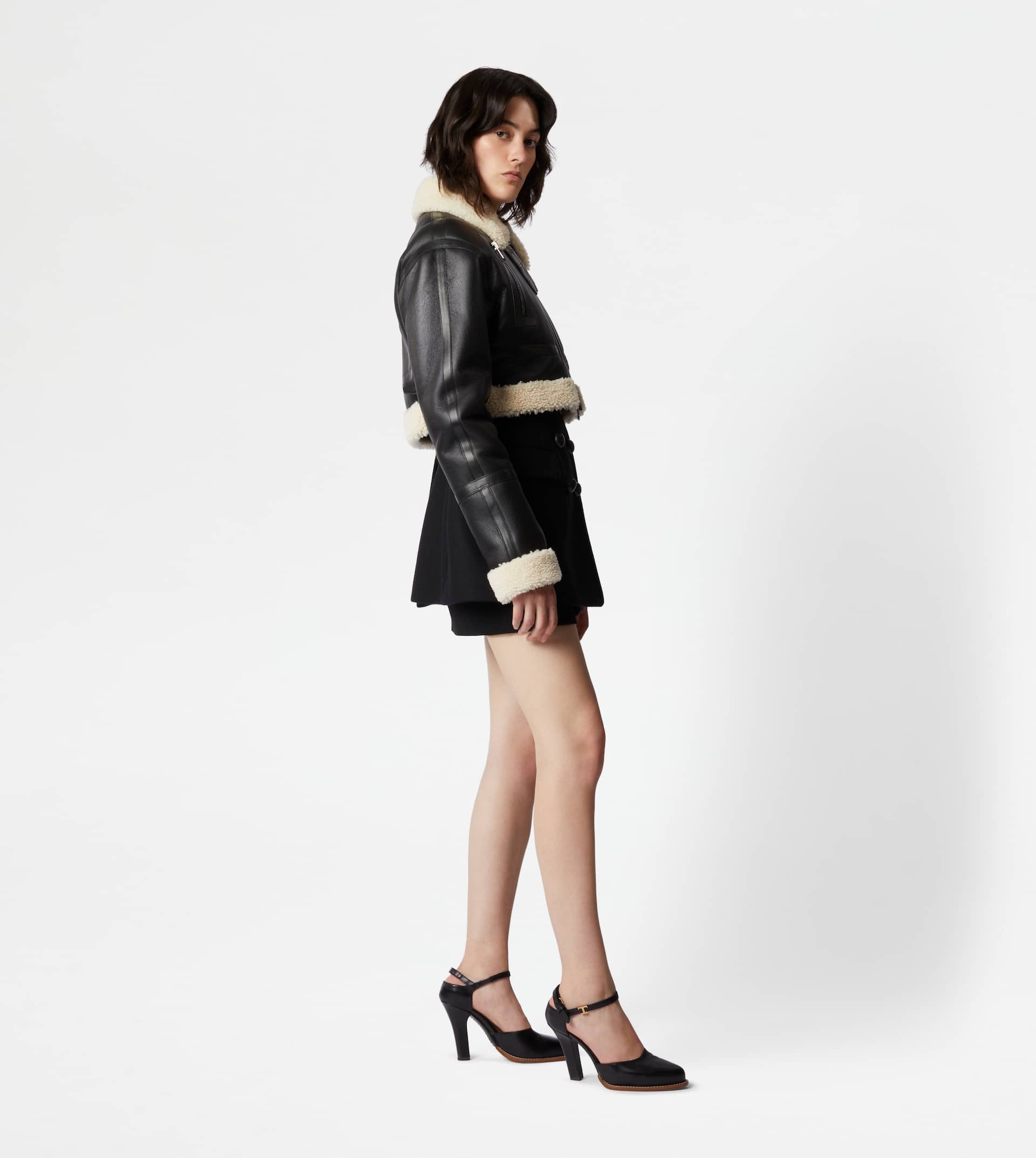 AVIATOR JACKET IN SHEEPSKIN - BEIGE, BLACK - 4