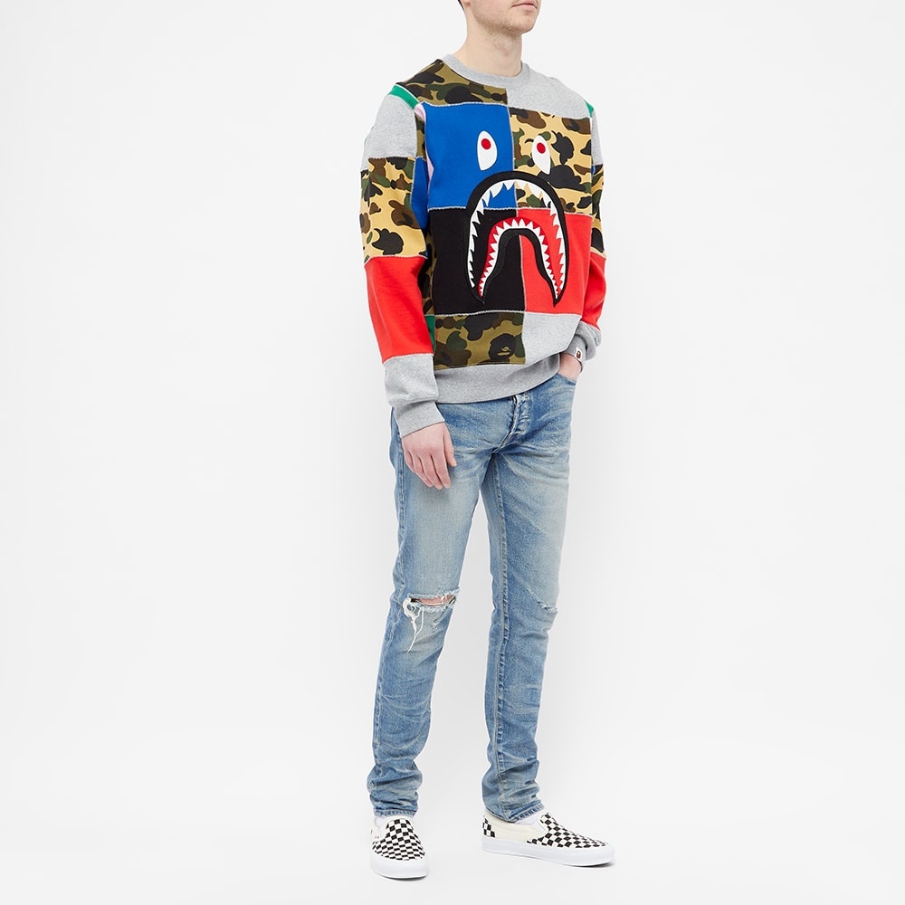 A Bathing Ape Patchwork Shark Wide Crew Sweat - 6