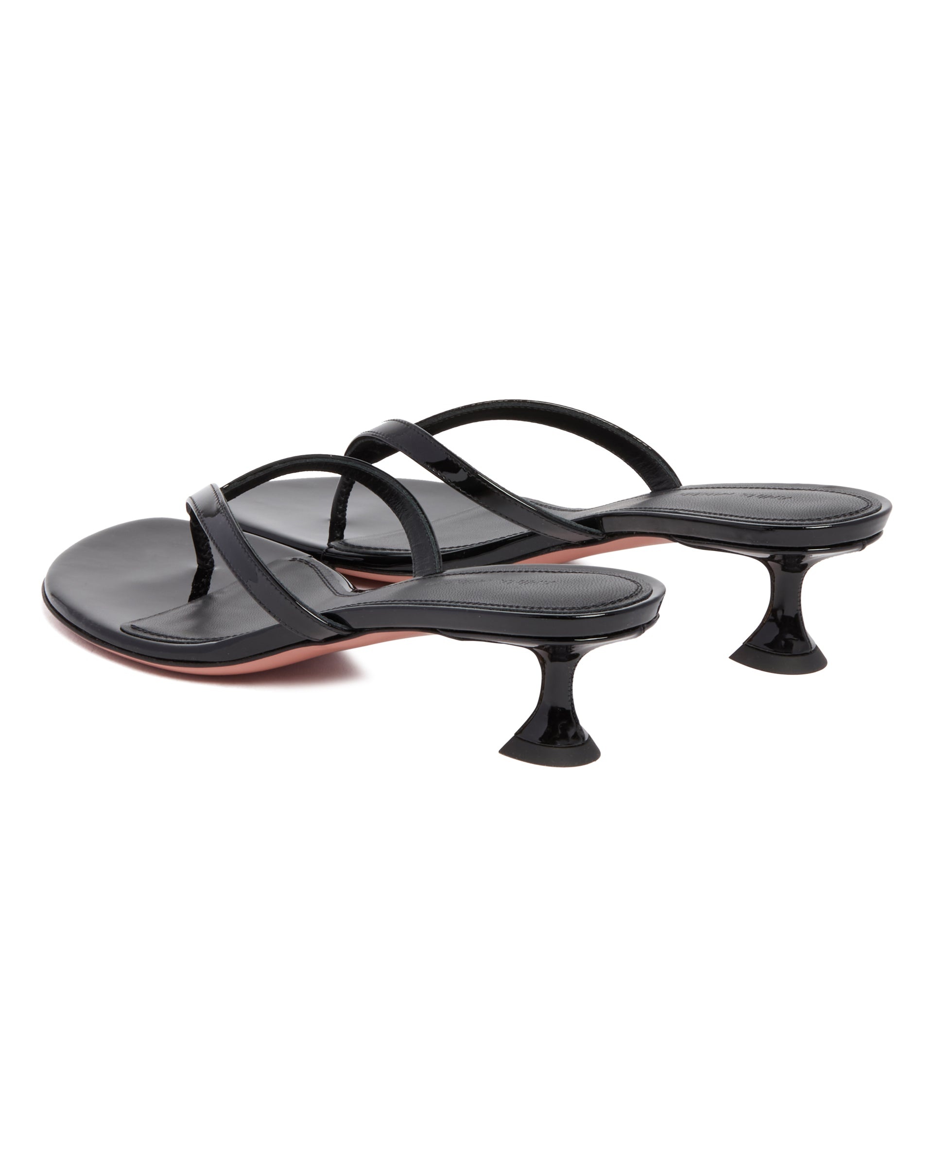 Black Leather Thong Sandals - 5