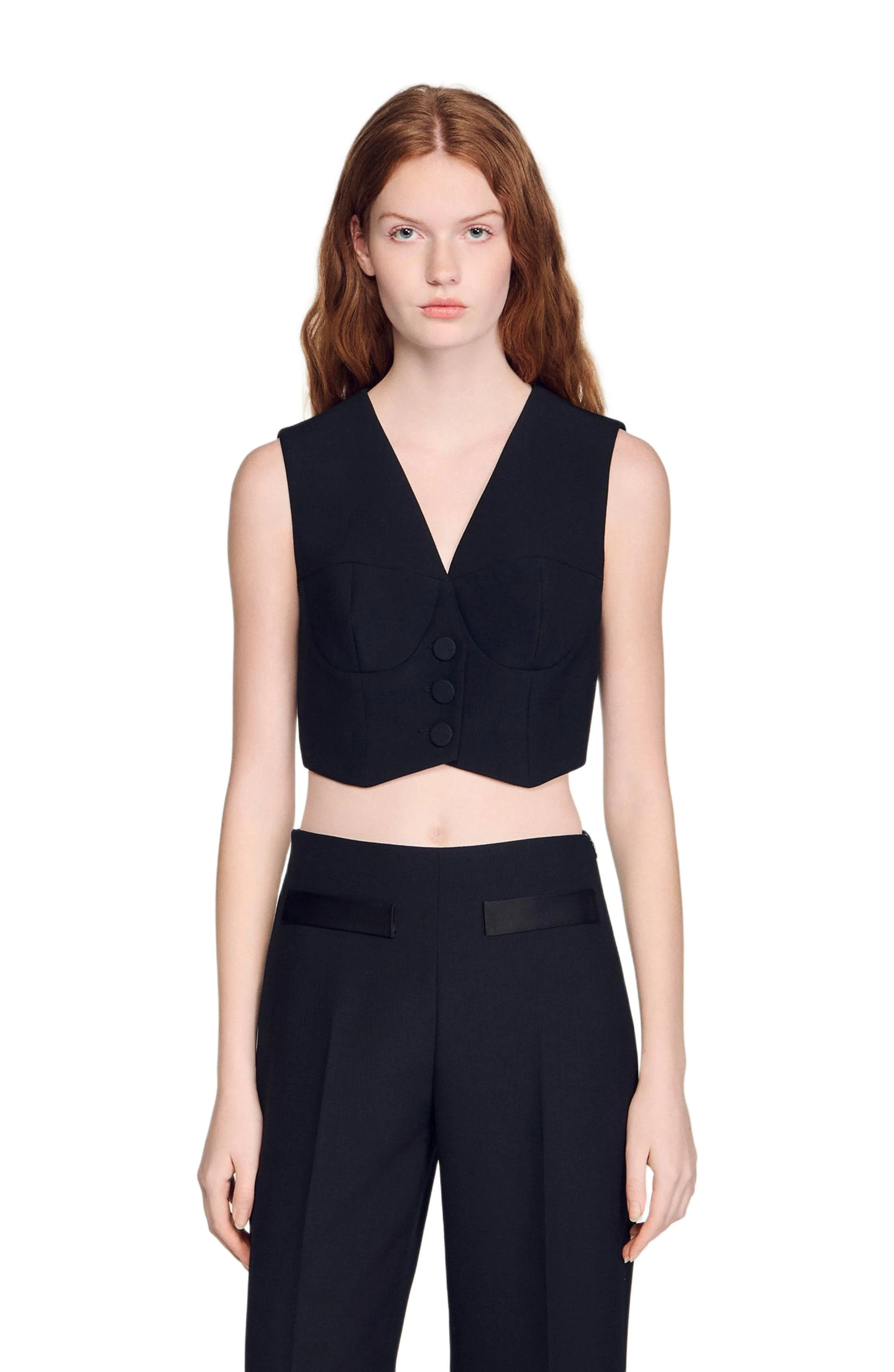 SANDRO Cropped vest in Black at Nordstrom - 1