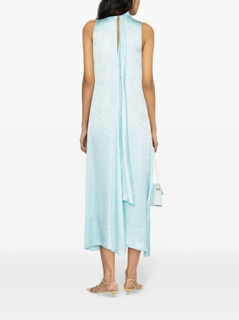 check-jacquard attached-scarf midi dress 4
