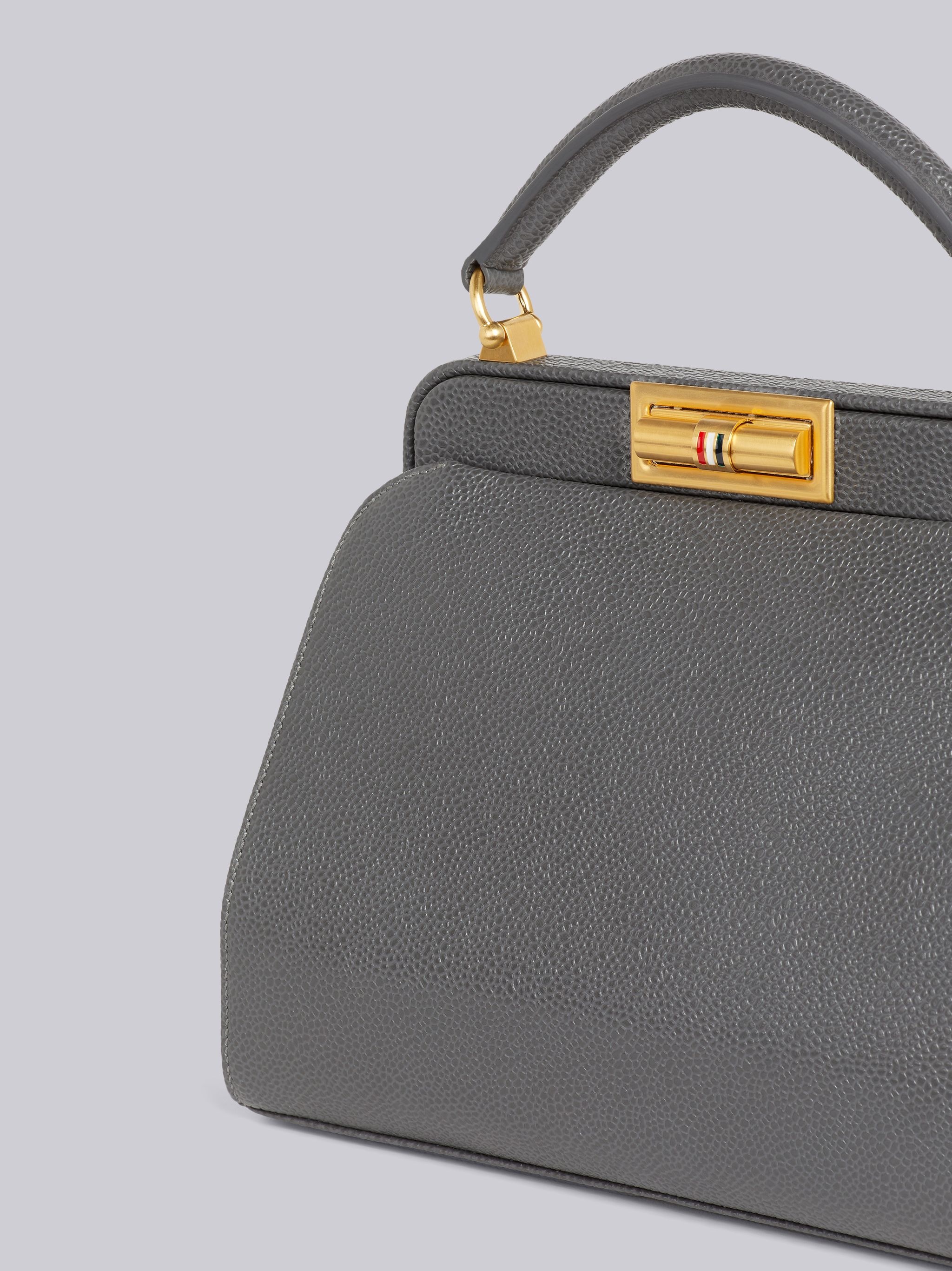 Dark Grey Pebble Grain Leather Small Doctor Bag - 2