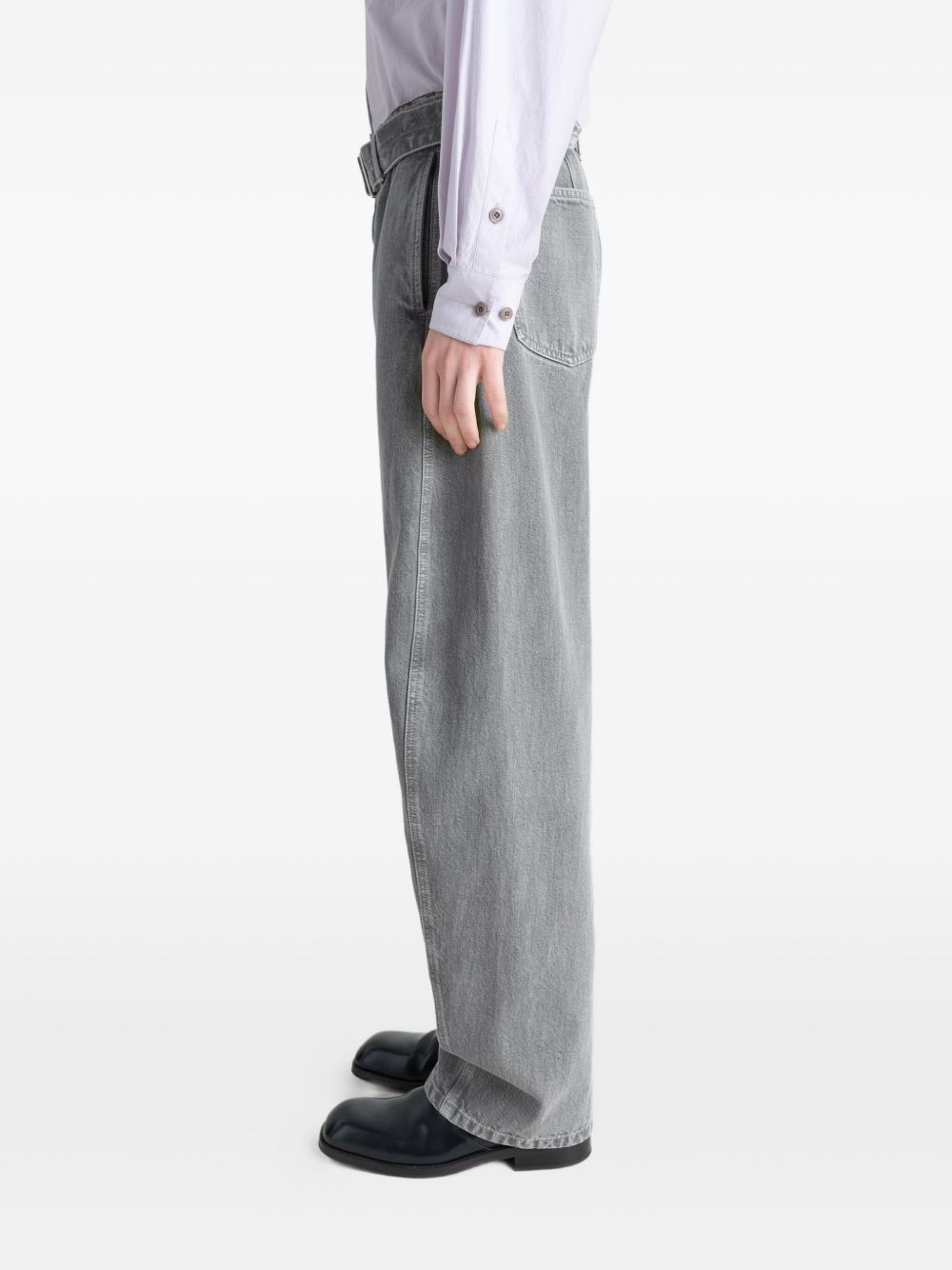 buckle-closure panelled trousers - 4
