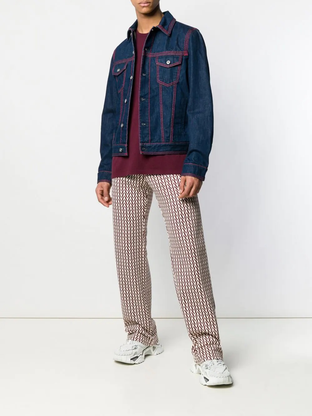 logo print denim jacket - 2