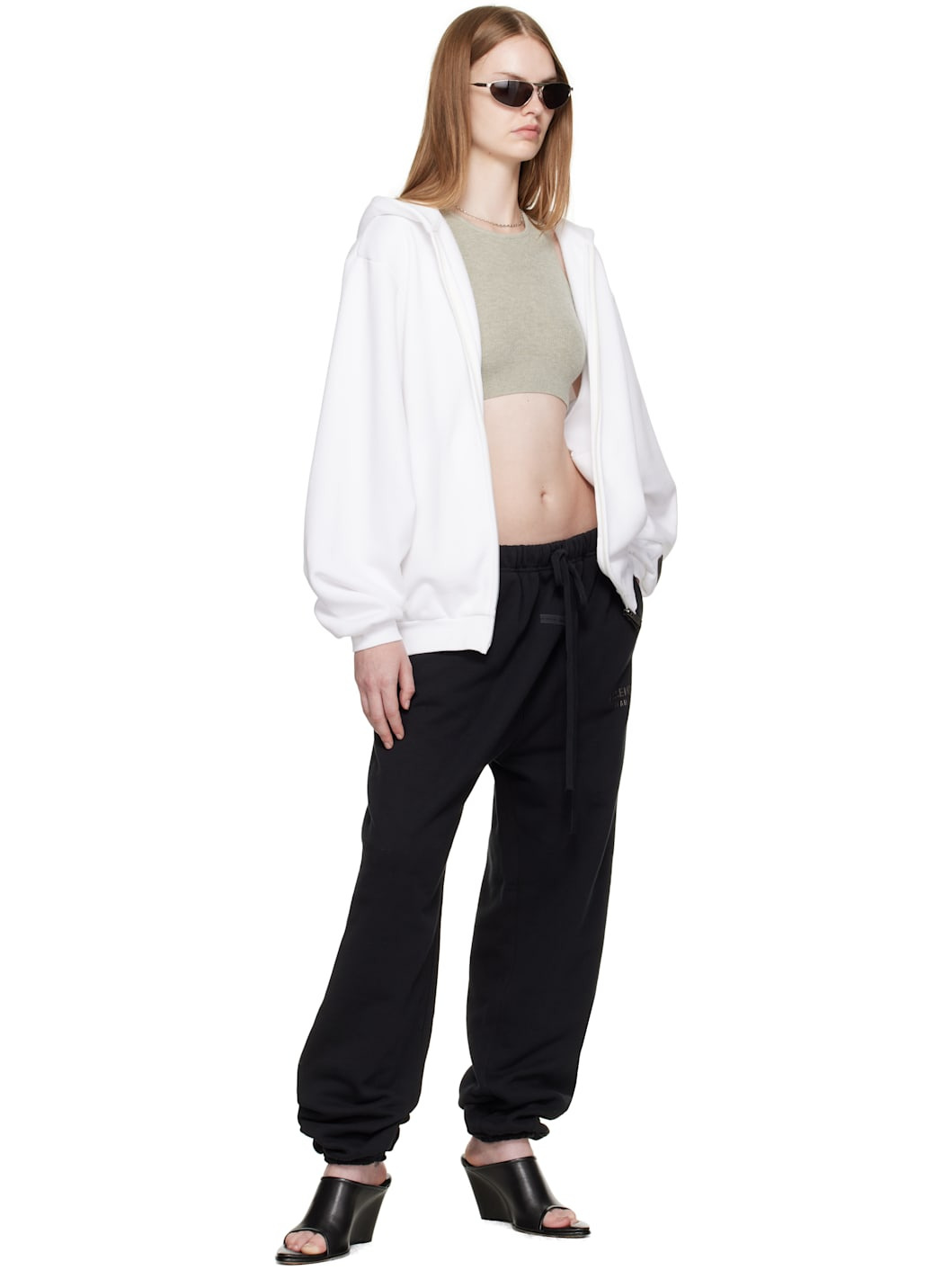 White 90s Fleece Zip-Up Hoodie - 4