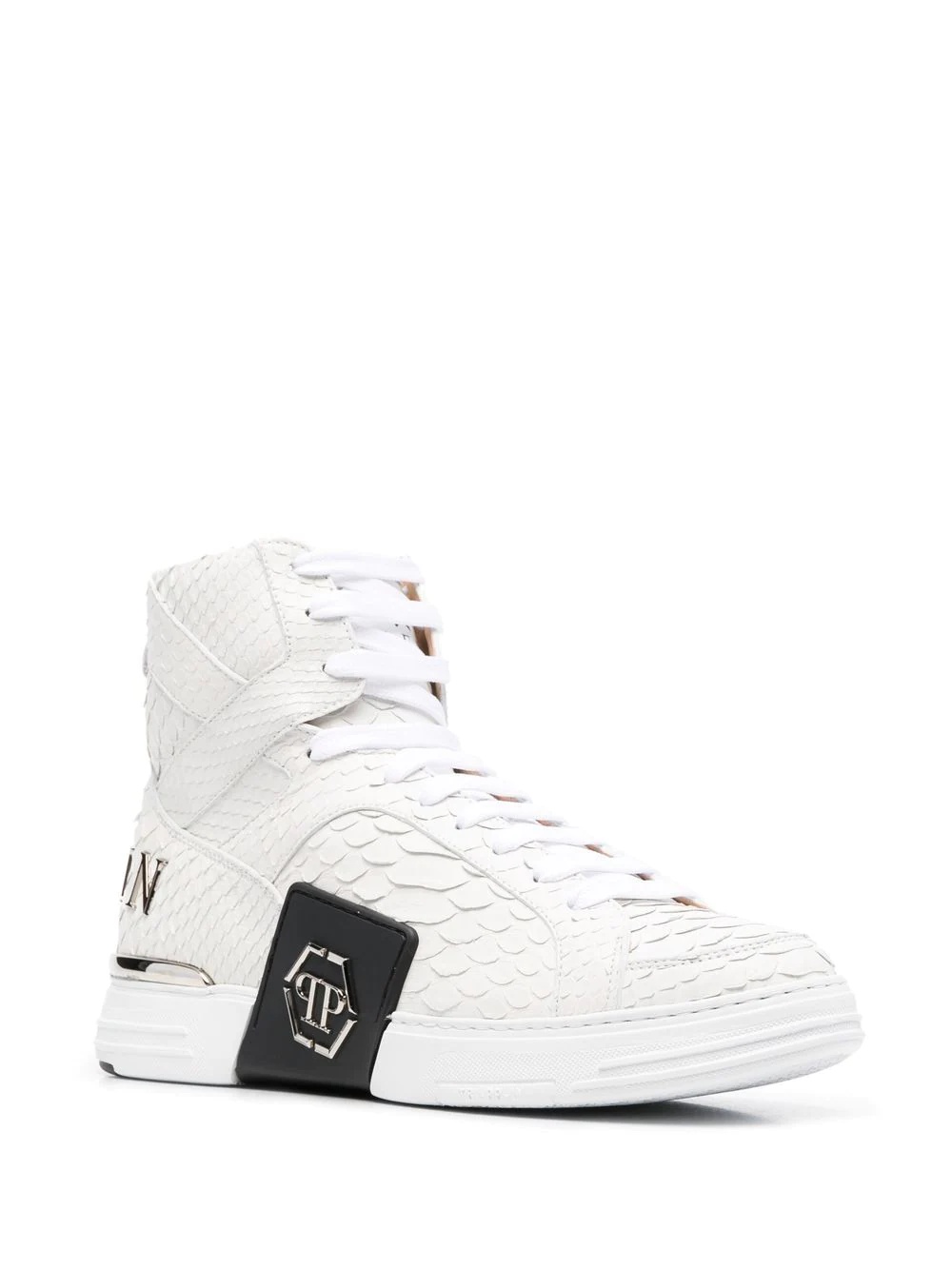 snakeskin-effect high-top sneakers - 2