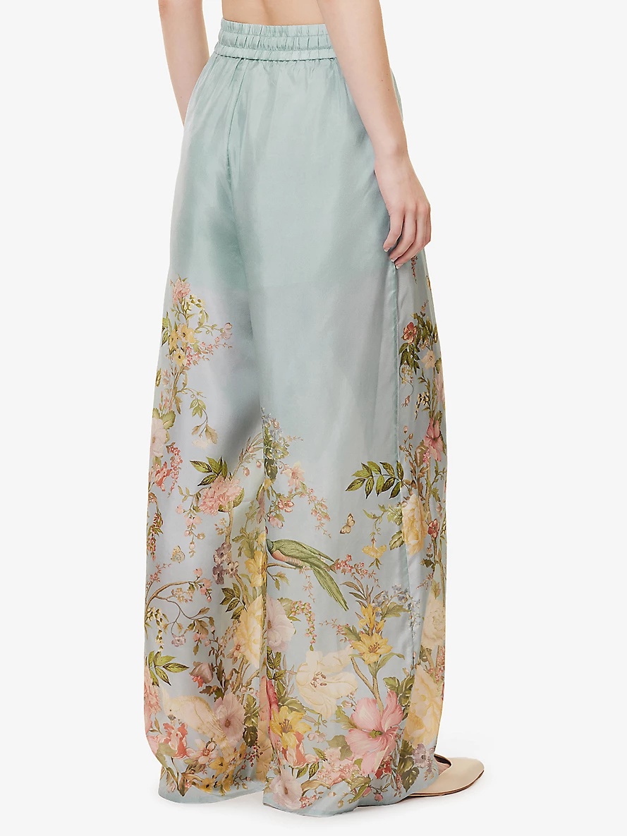 Waverly floral-print straight-leg high-rise silk trousers - 4