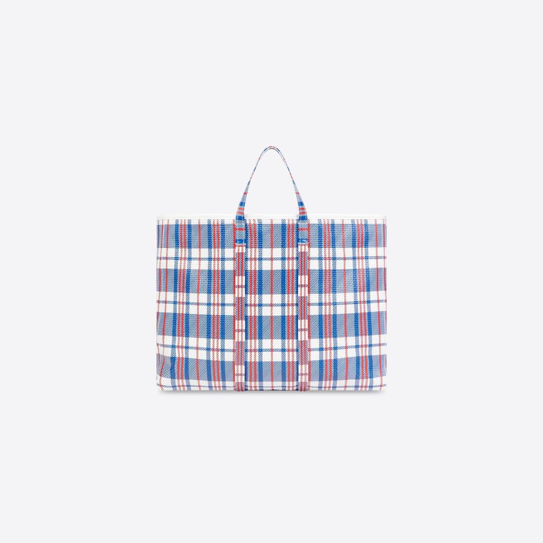 Barbes Large East-west Shopper Bag Check Printed in Blue - 4