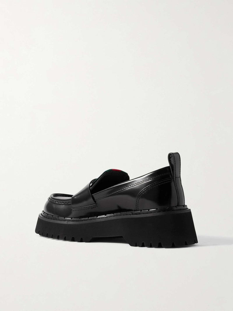 Thea webbing-trimmed patent-leather loafers 3