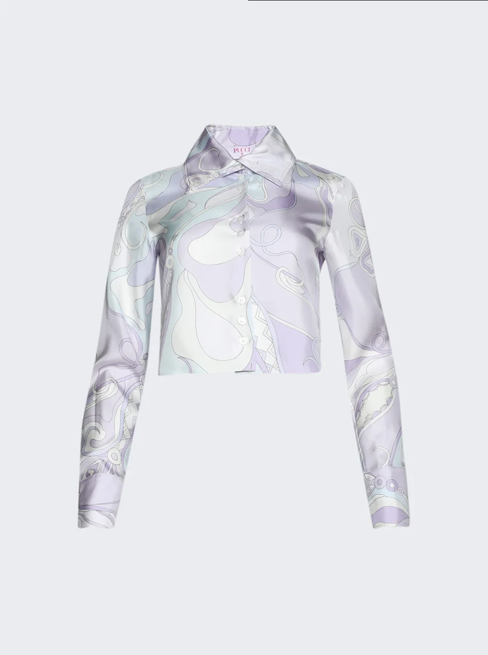 Orchidee Print Silk Twill Shirt Lavender - 1