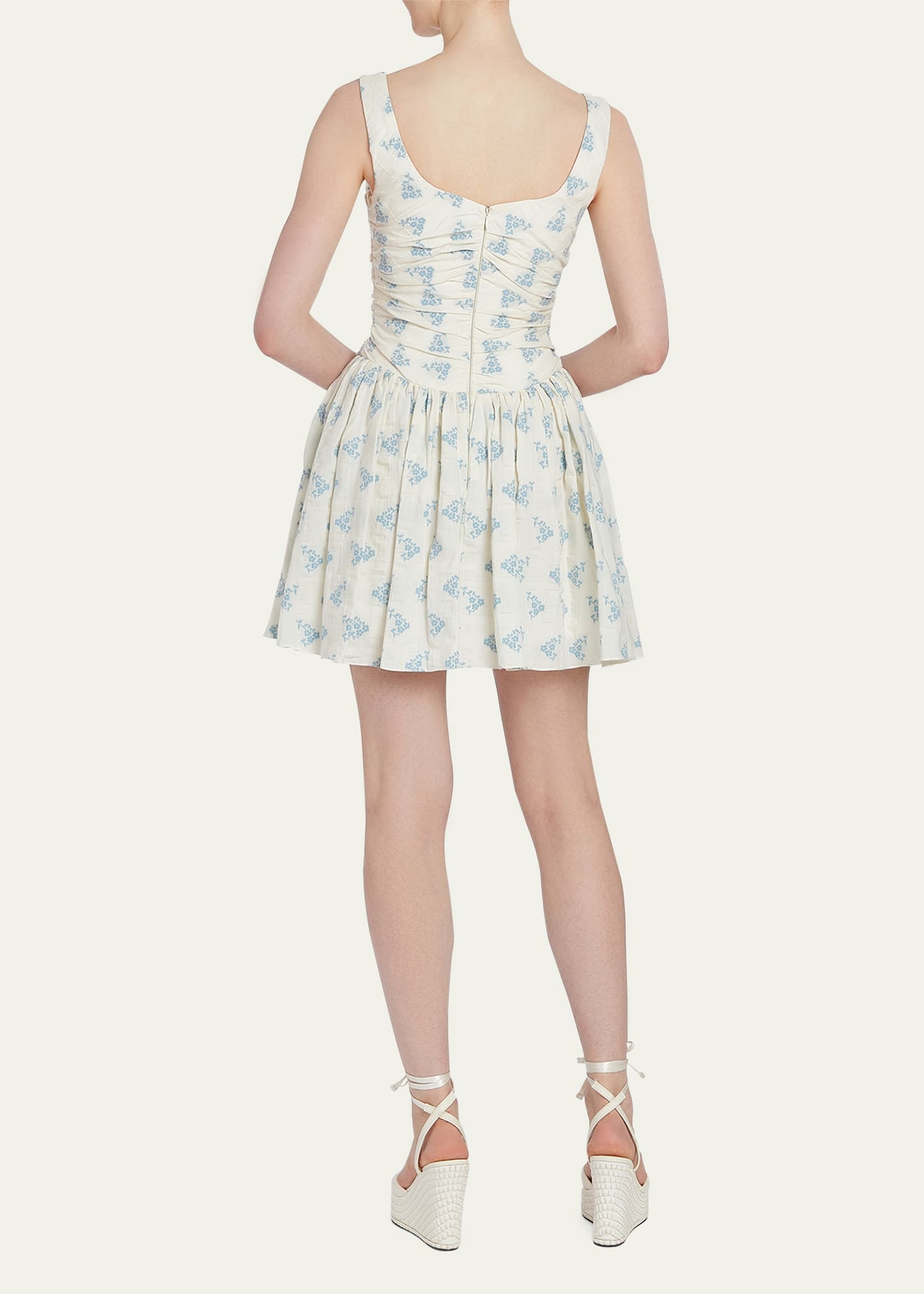 Daphne Floral Stripe Ruched Fit-Flare Mini Dress - 3