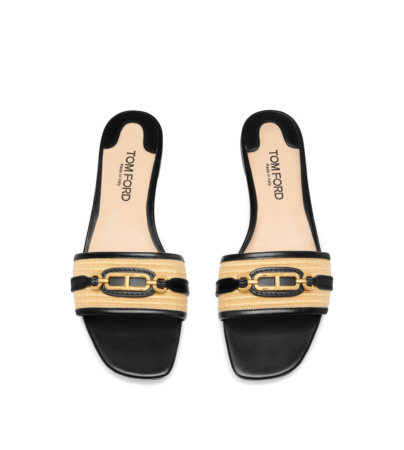 RAFFIA AND LEATHER WHITNEY SLIDE 4