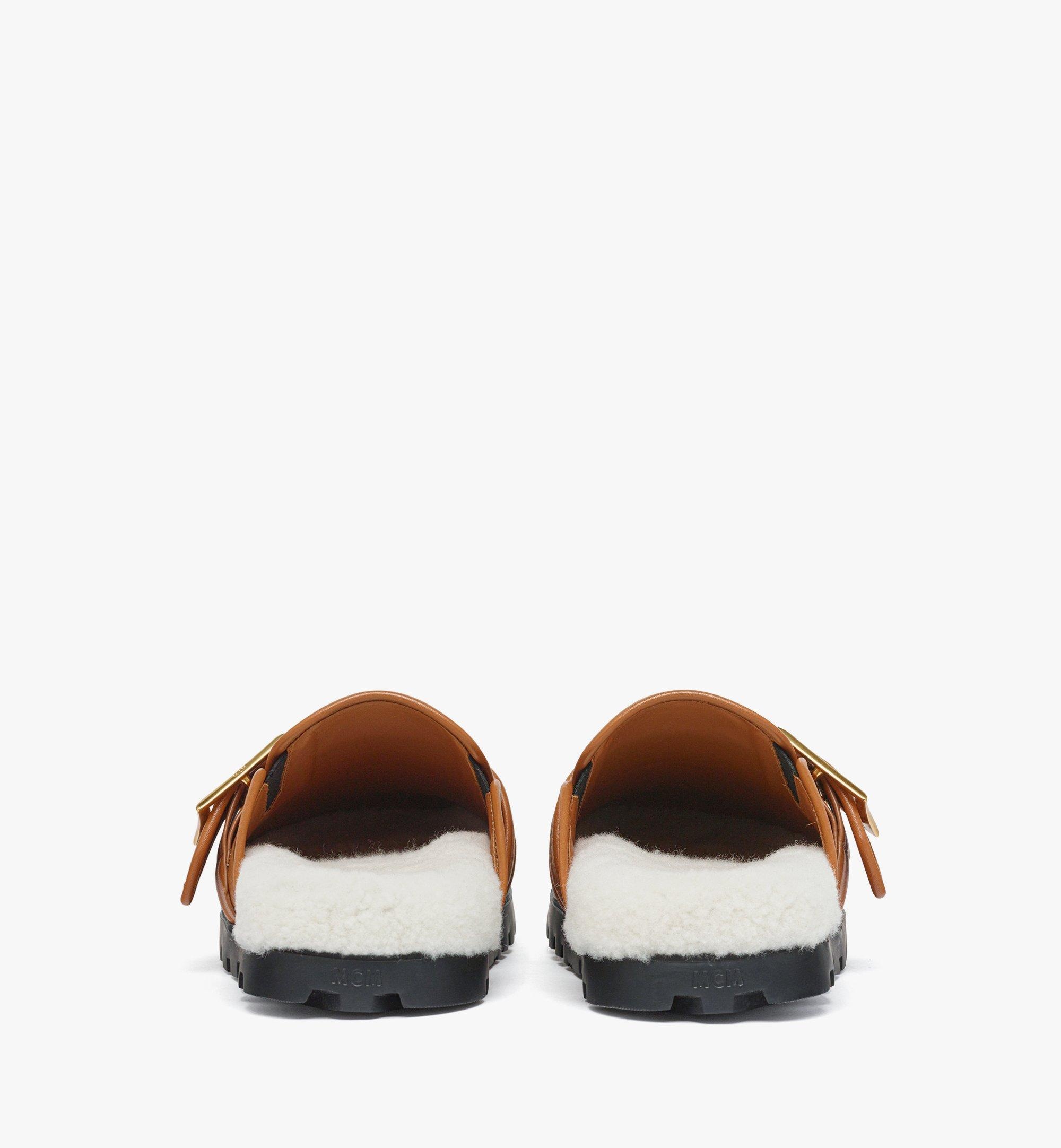 Flat Mule in Visetos and Shearling - 3
