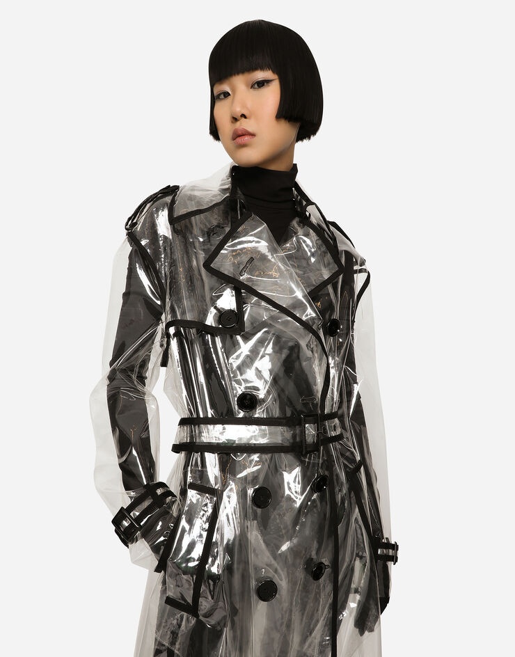 【Dolce & Gabbana】PVCトレンチコート コントラストパイピング Dolce & Gabbana PVC trench coat with contrasting piping