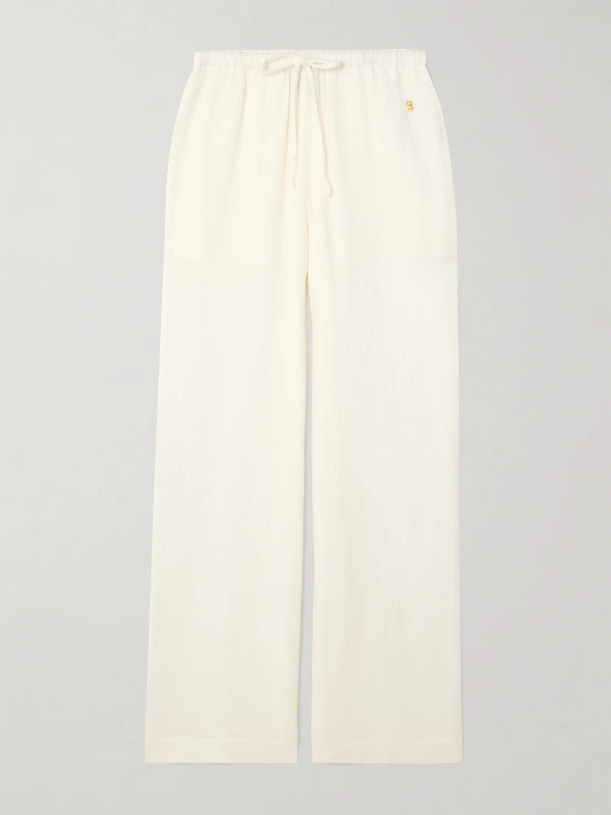 Brody Embellished Cotton-gauze Straight-leg Pants - 1
