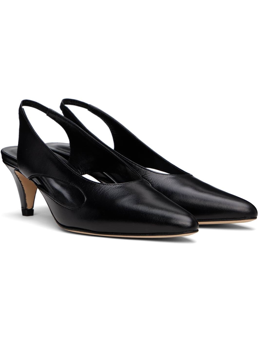 Black Runa Creased Calf Leather Heels - 4