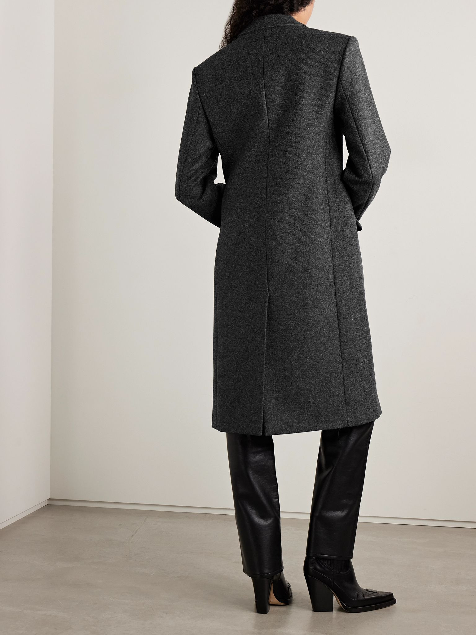 Irene double-breasted wool-felt coat Gray - 4