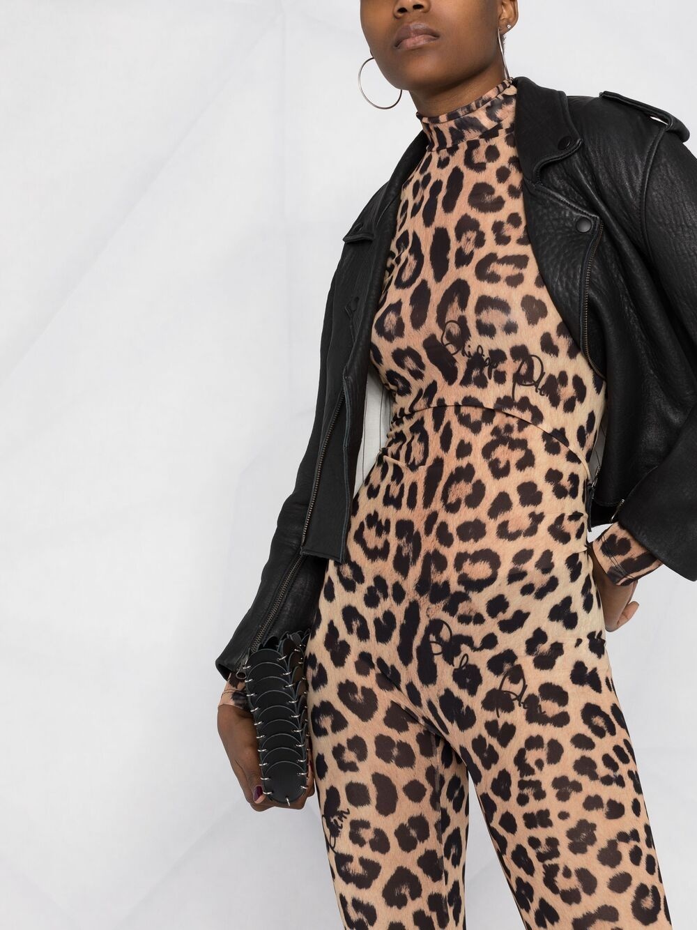 long-sleeved leopard-print jumpsuit - 5