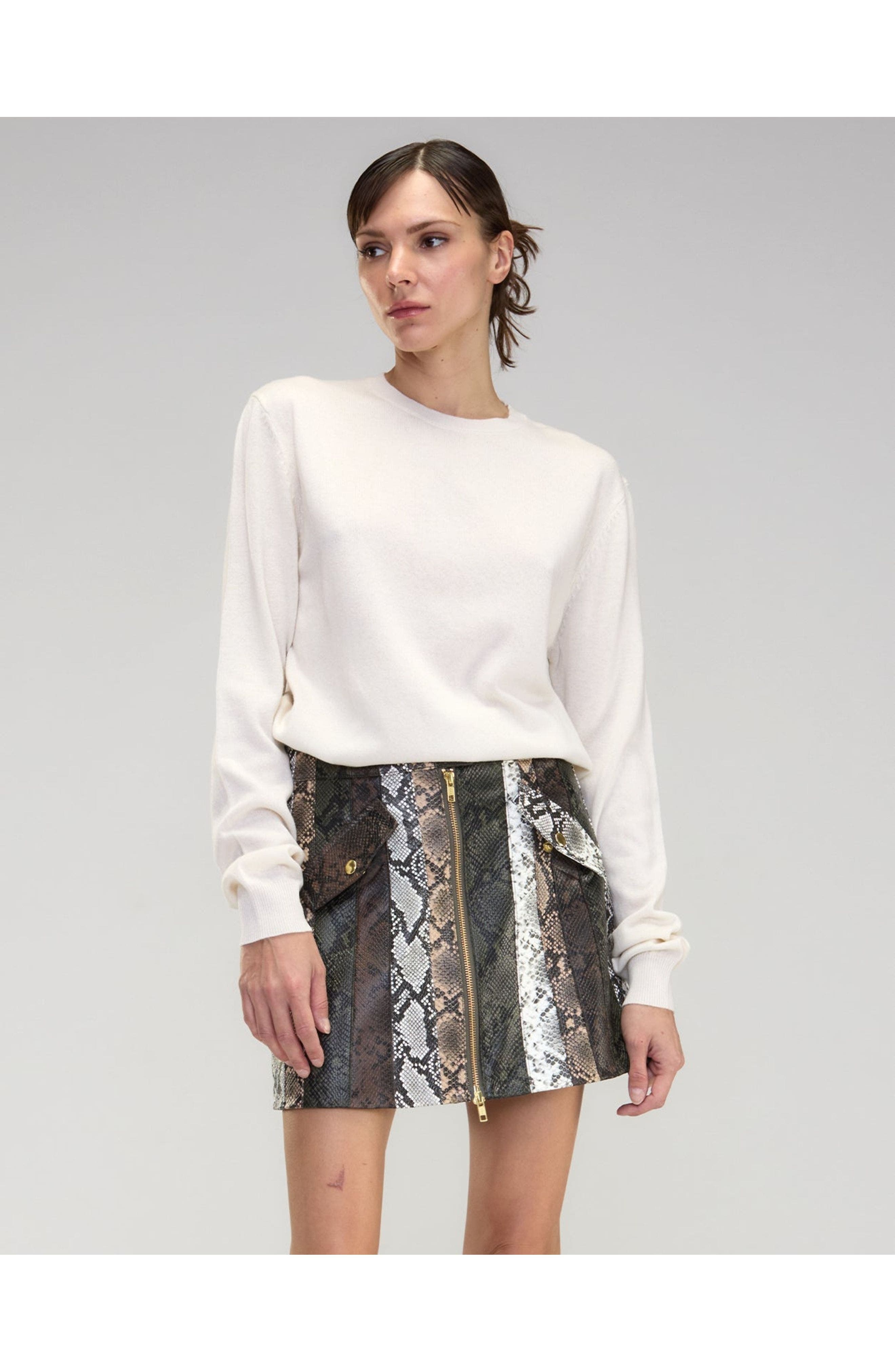 Cynthia Rowley Snake-Embossed Vegan Leather Skirt in Multi at Nordstrom - 4