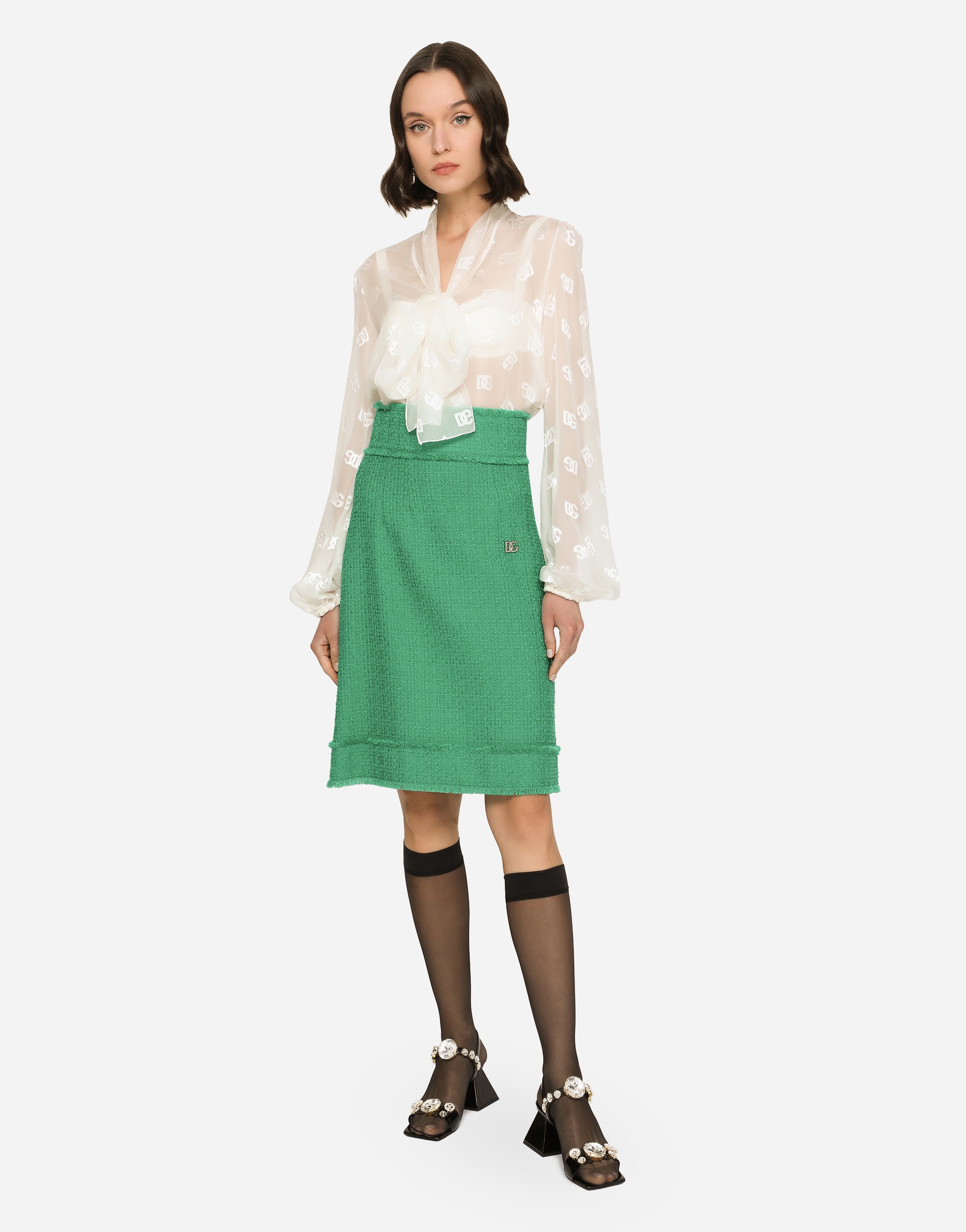Raschel tweed midi skirt - 2