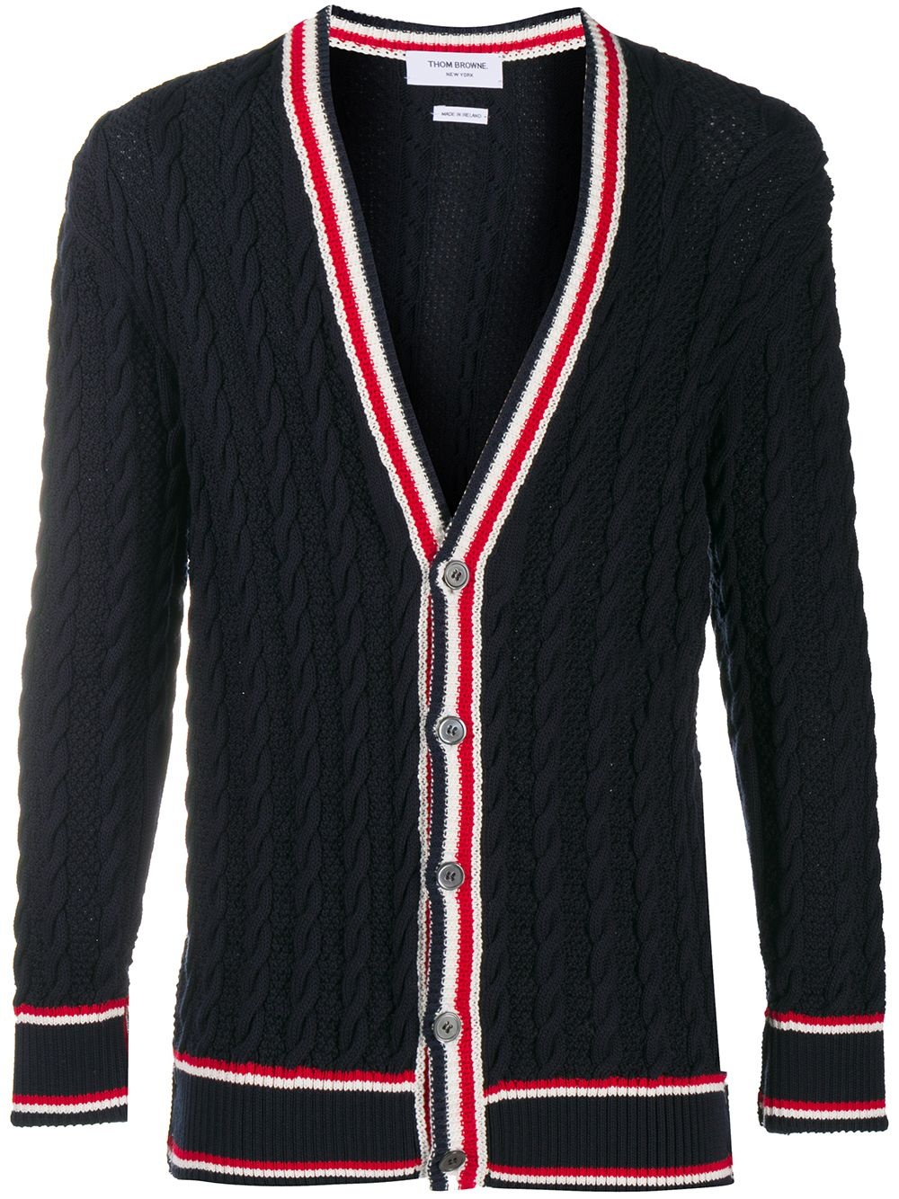 cable knit V-neck cardigan - 1