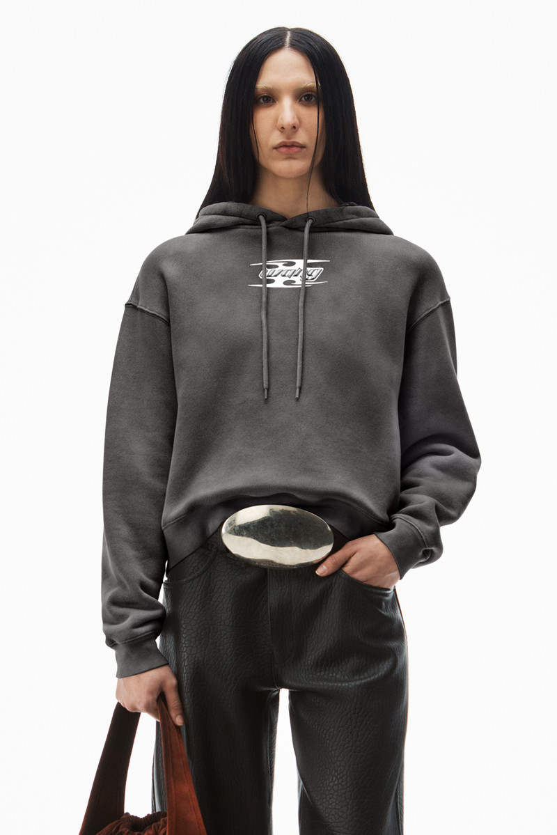 Alexander Wang blade logo-embossed hoodie in cotton outlook