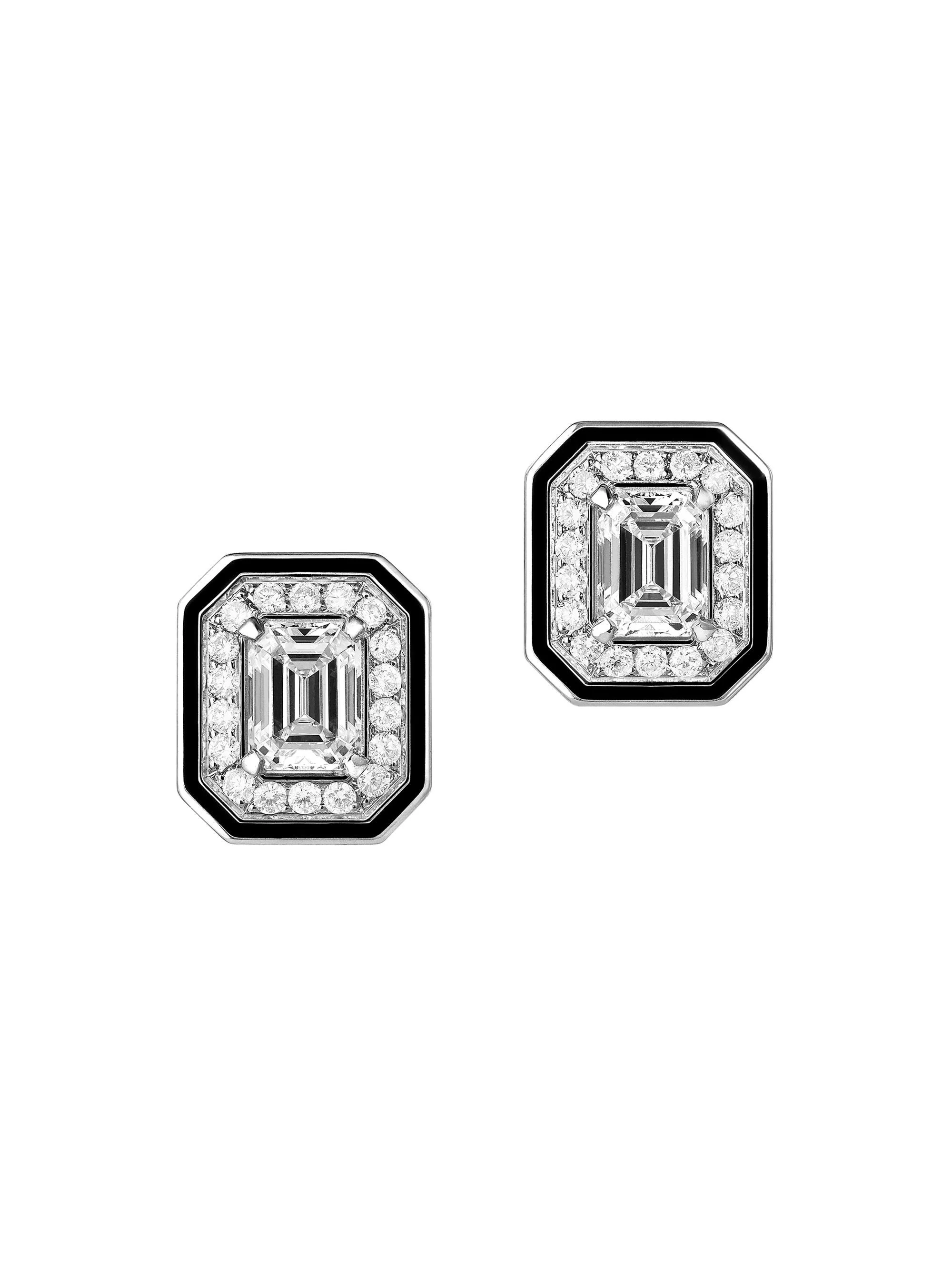 Women's Vendôme Liseré 18K White Gold, 0.82 TCW Diamond & Lacquer Stud Earrings - Diamond - 1