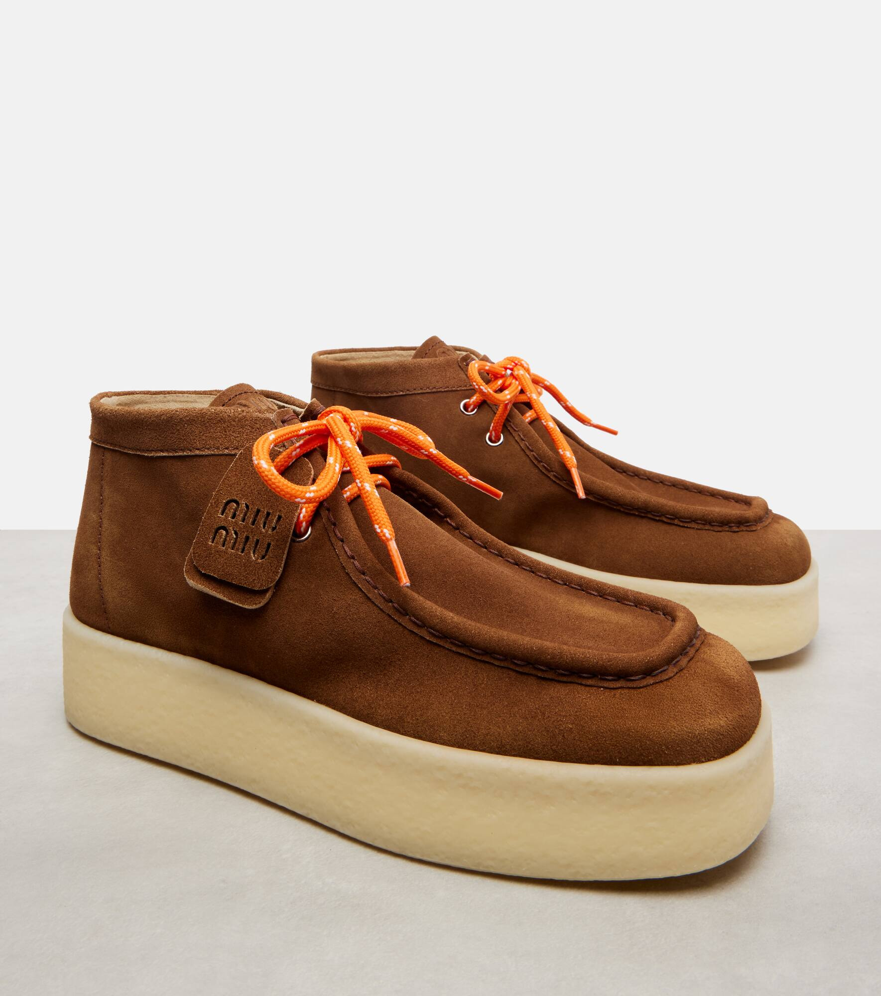 Suede platform ankle boots - 5