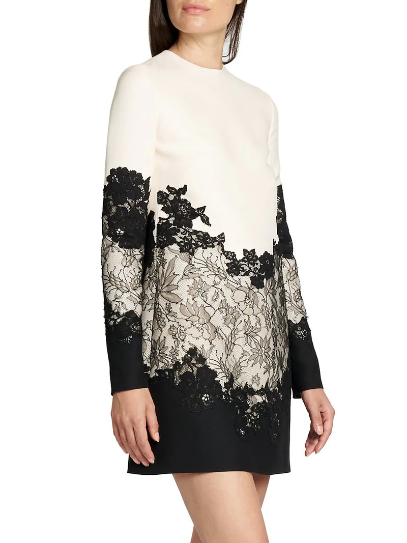 Lace-Trimmed Virgin Wool &amp; Silk Mini Dress 4