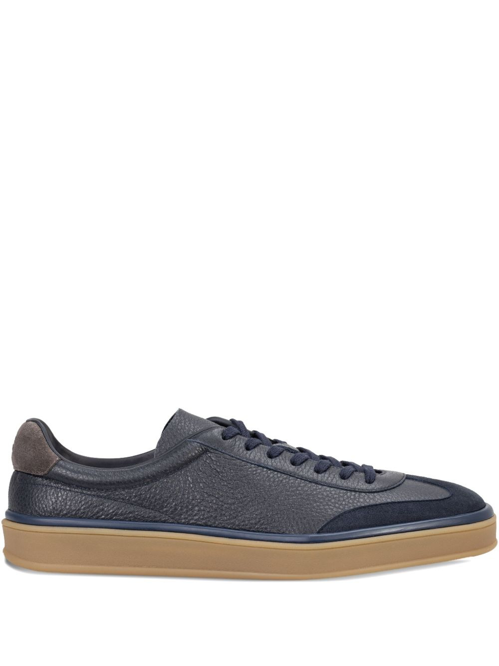 leather-panelled lace-up sneakers - 1