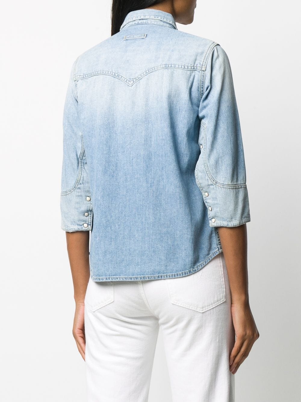 stonewashed crop sleeve shirt - 4