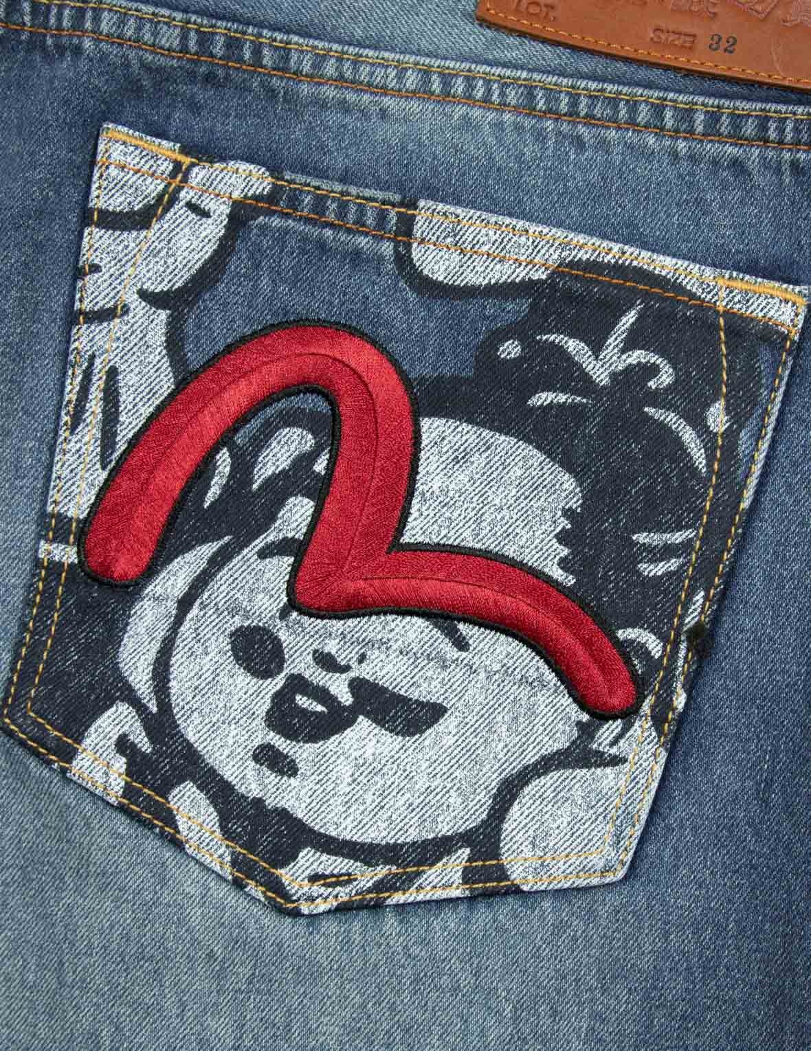Playful Godhead Print and Seagull Embroidery 3D Fit Jeans - 7