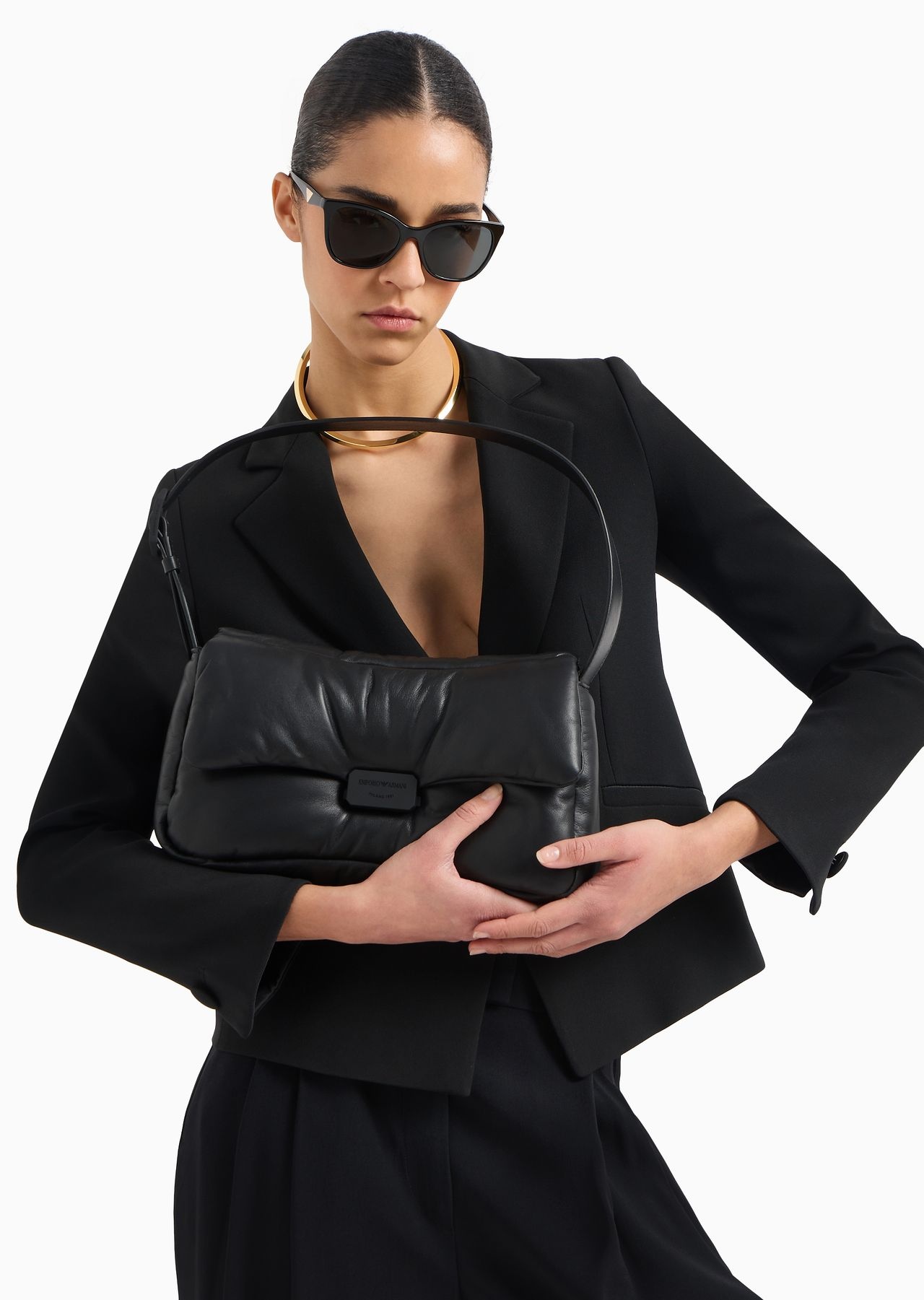 Oversized baguette shoulder bag in puffy nappa leather - 7