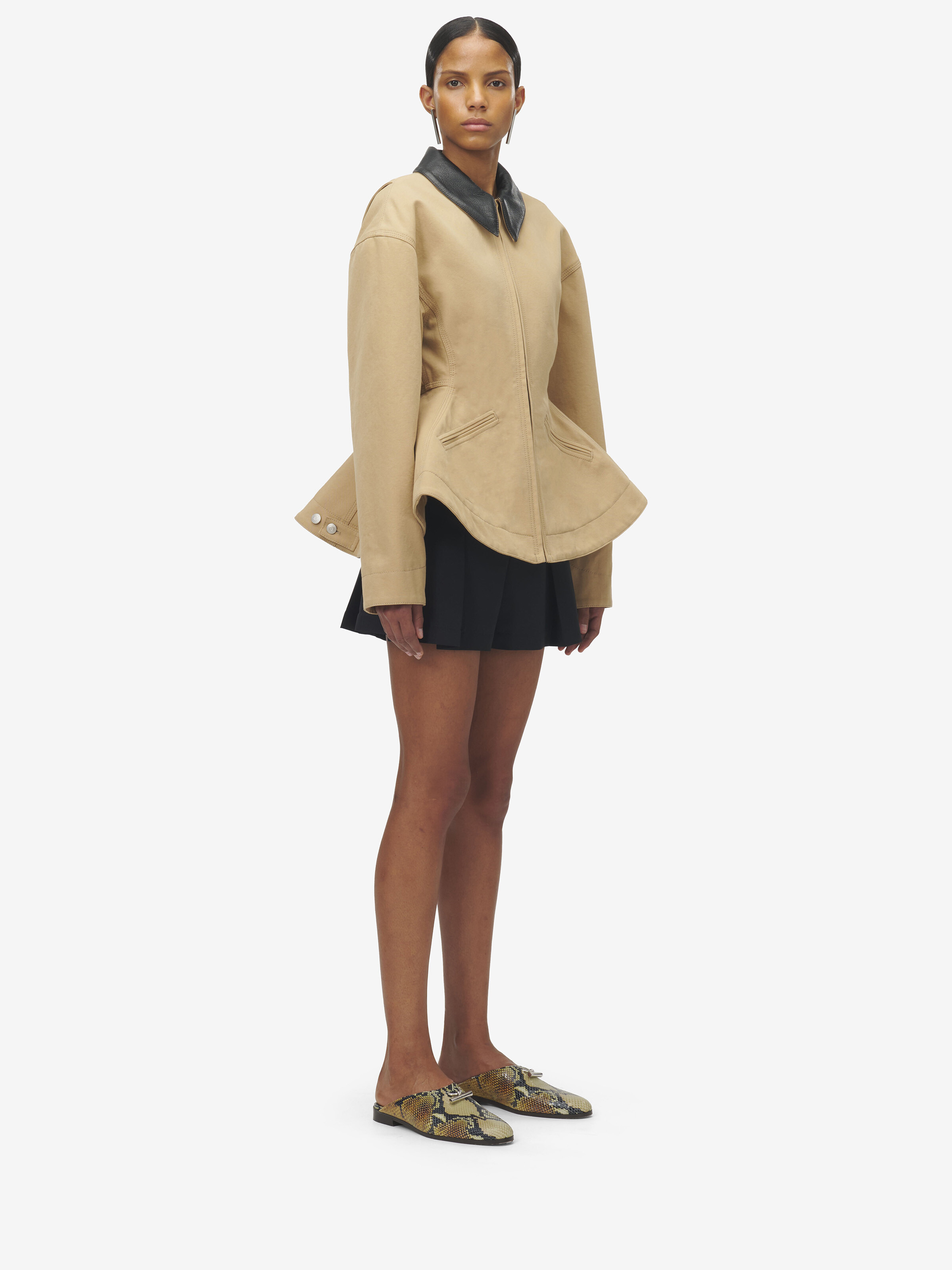 Stonewashed Canvas Peplum Jacket - 4