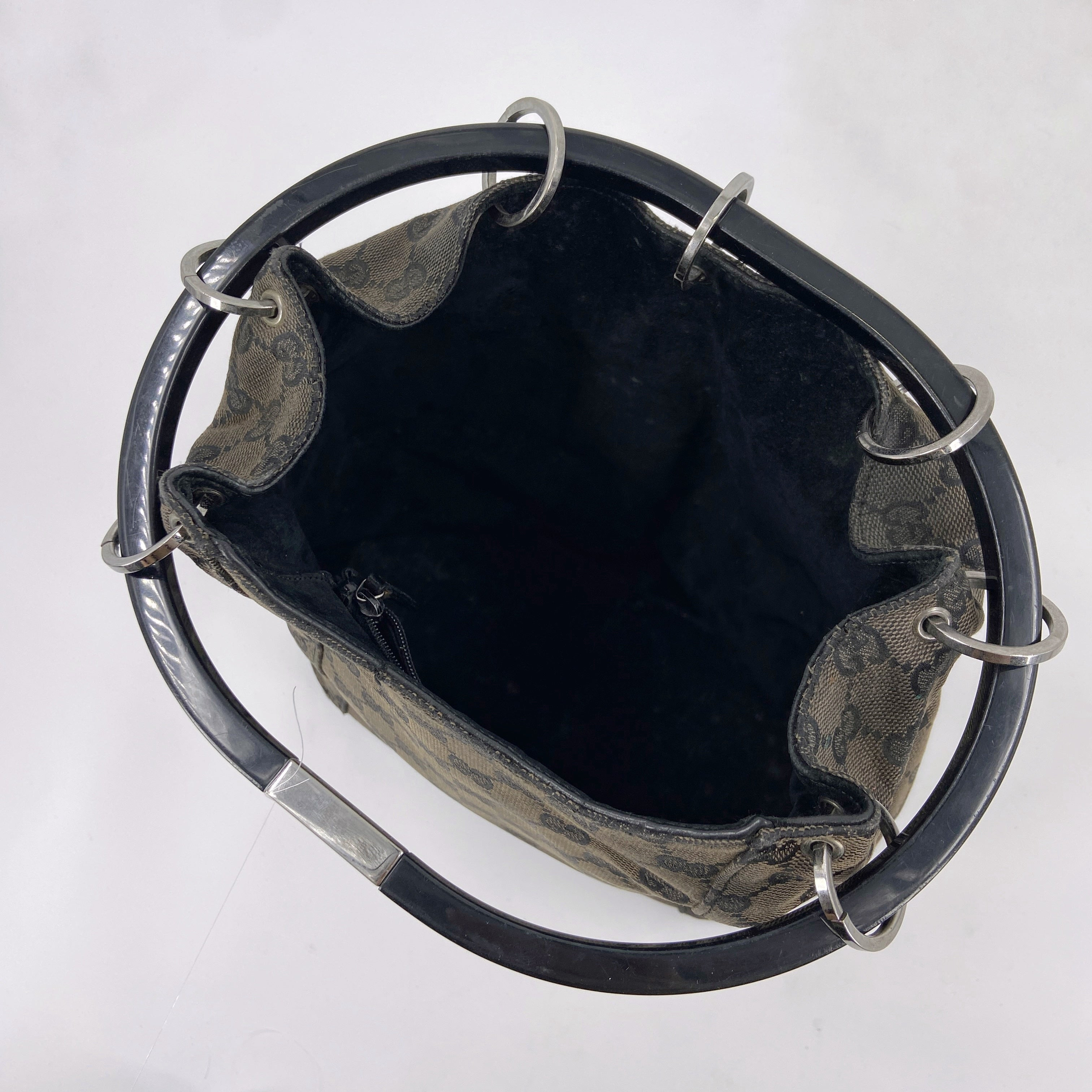 Gucci Fall 1999 Tom Ford Large Brown Monogram Bucket Acrylic Ring Bag - 13