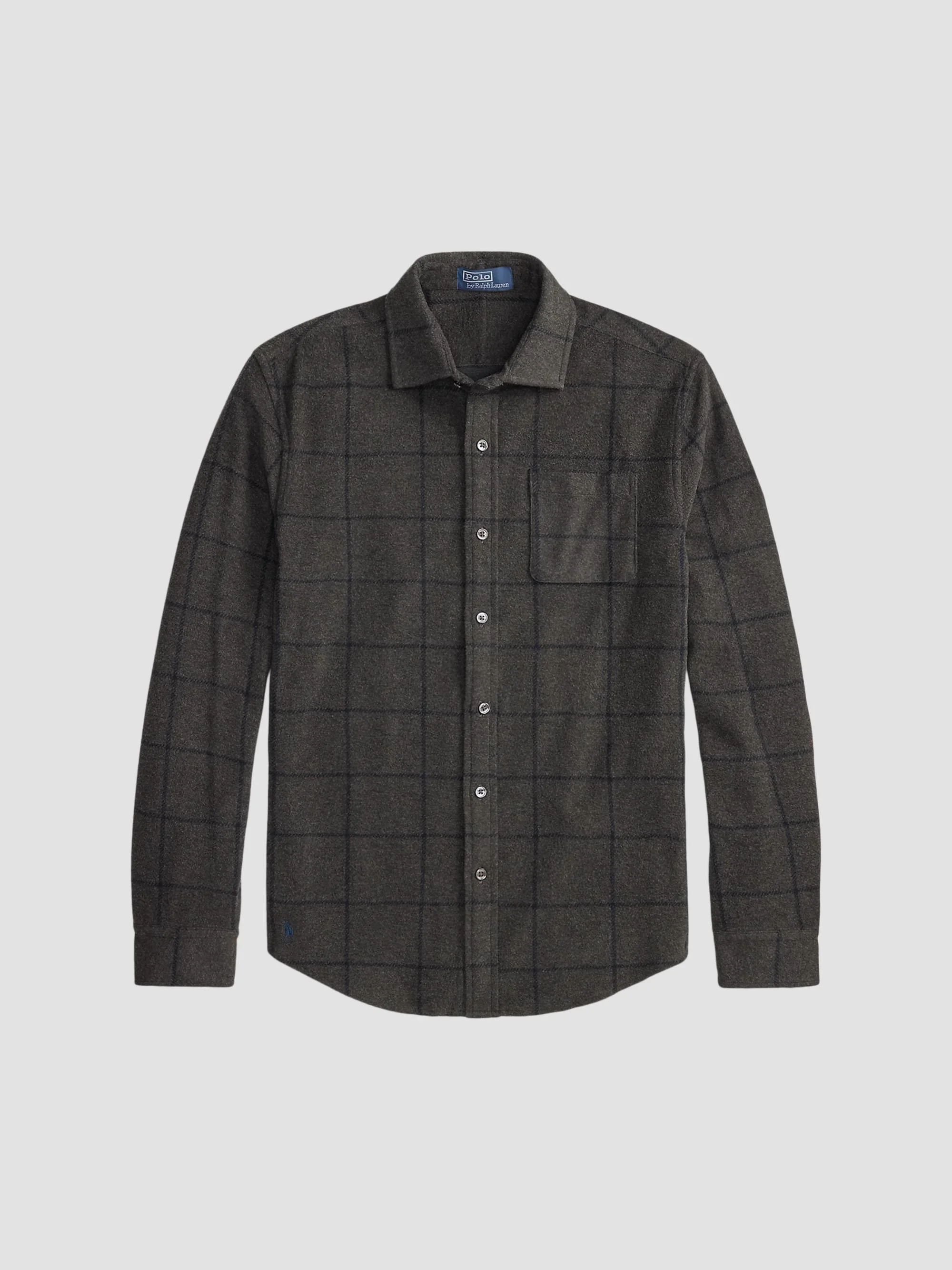Men's Glen Plaid Stretch-Knit Flannel Shirt - Grey Multi - 1