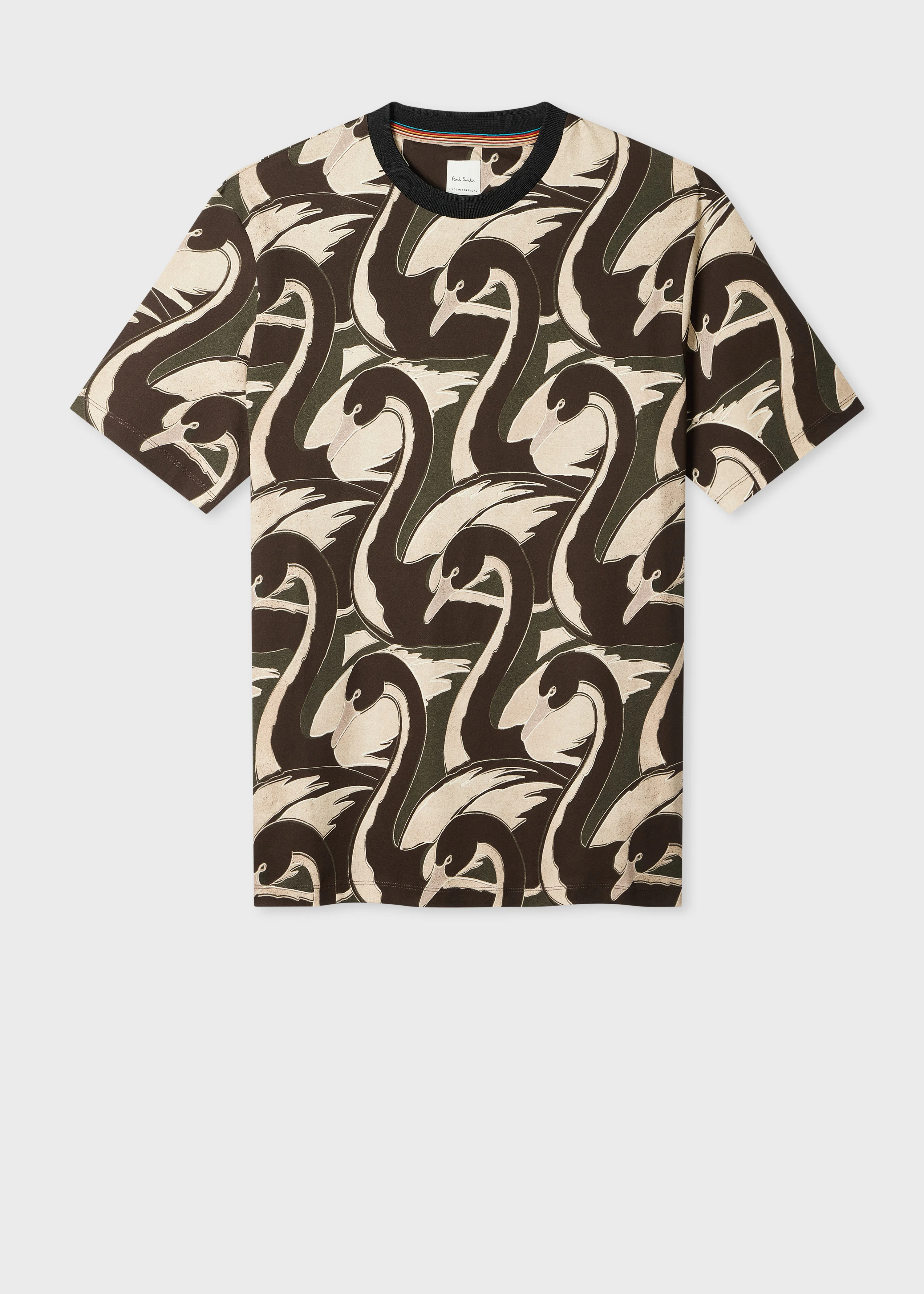 'Swan' Print Cotton T-Shirt - 1
