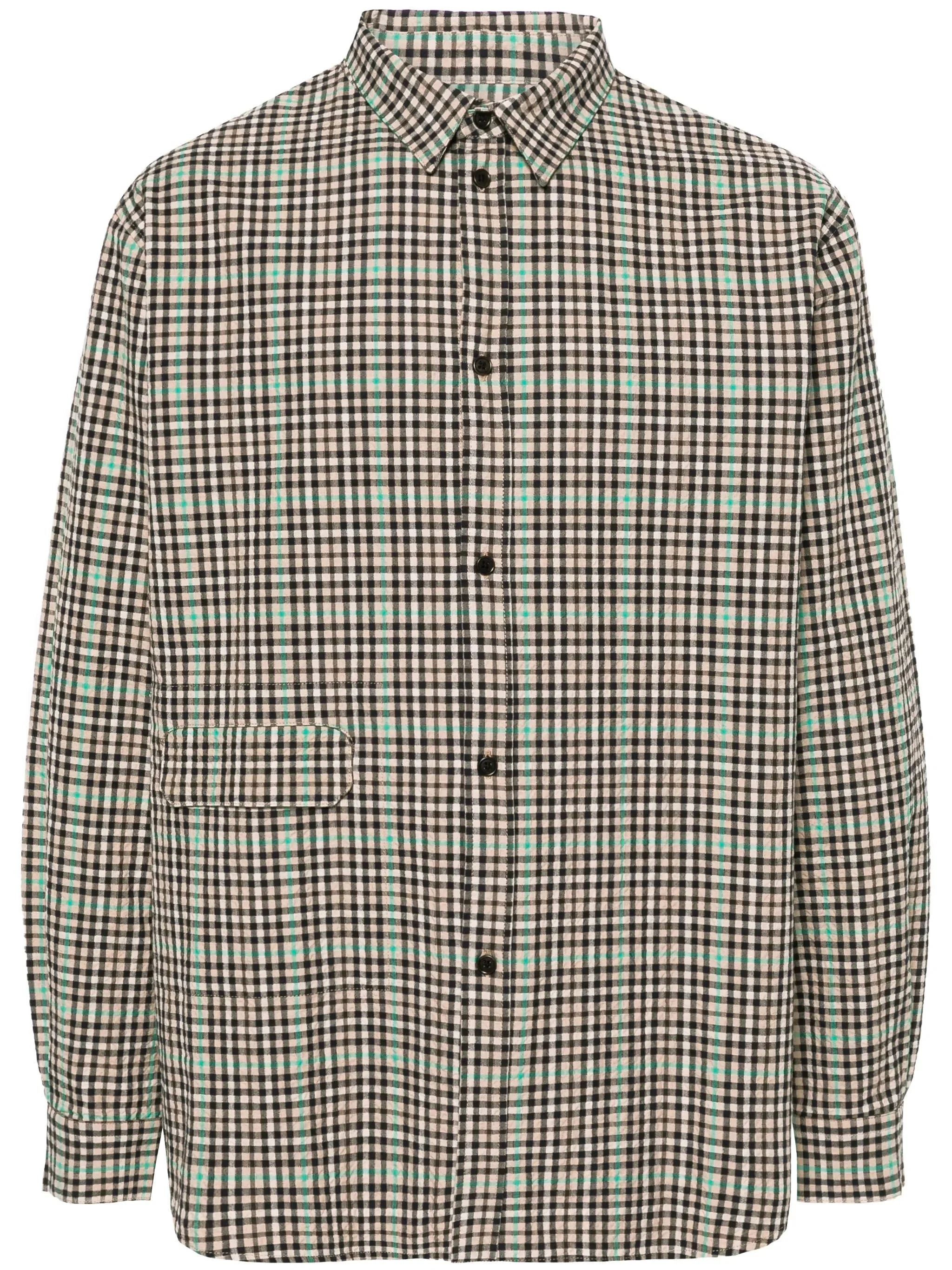 HOLE SHIRT - BROWN GREEN CHECKS - 1