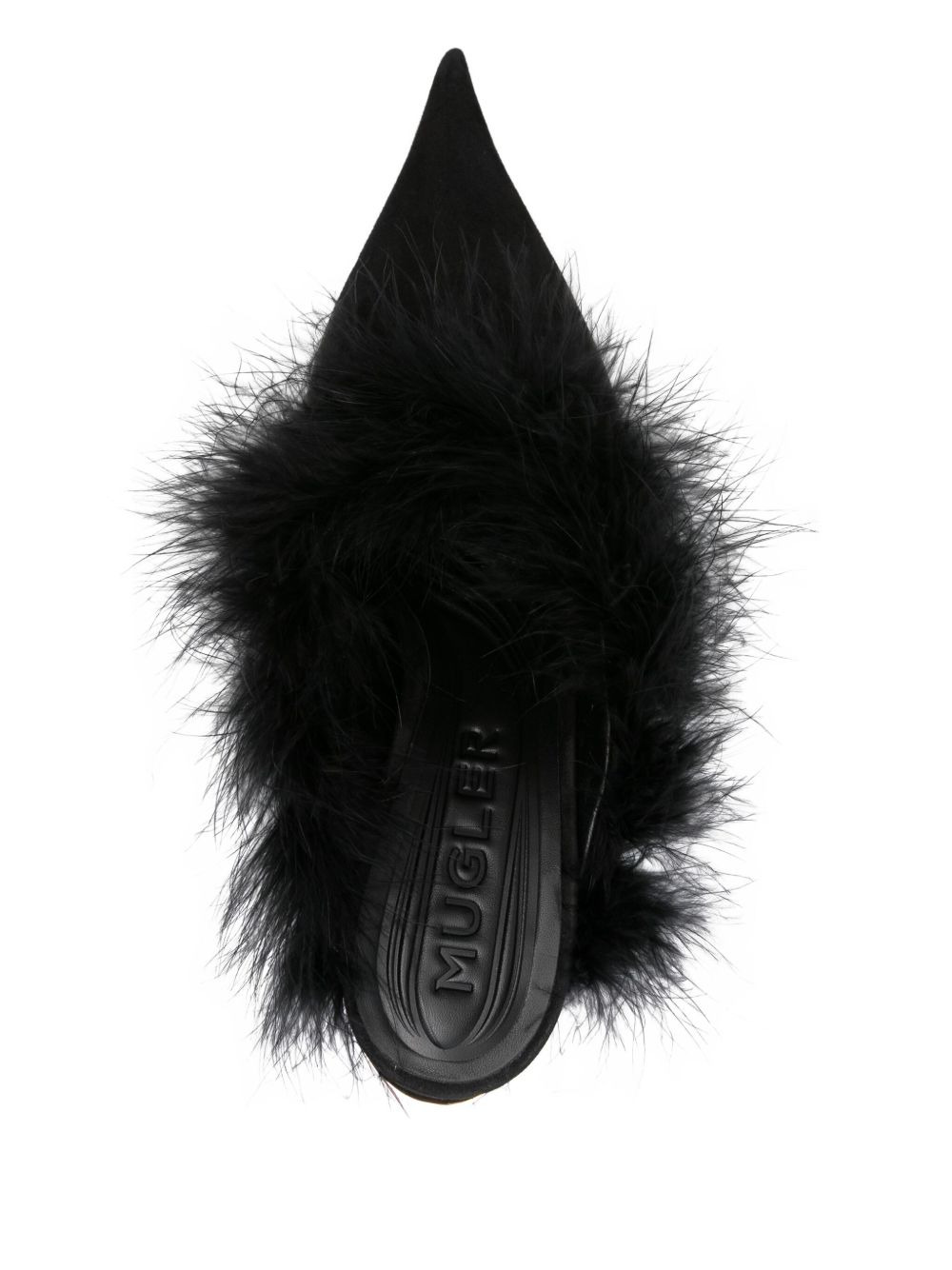 110mm feather-trim pointed-toe mules - 4