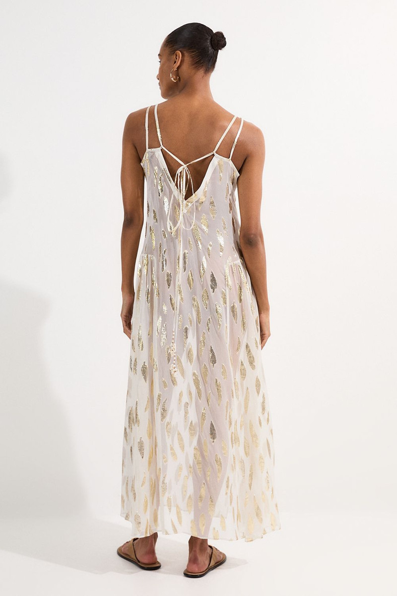 Beach Metallic Thread Strappy Maxi Dress 6